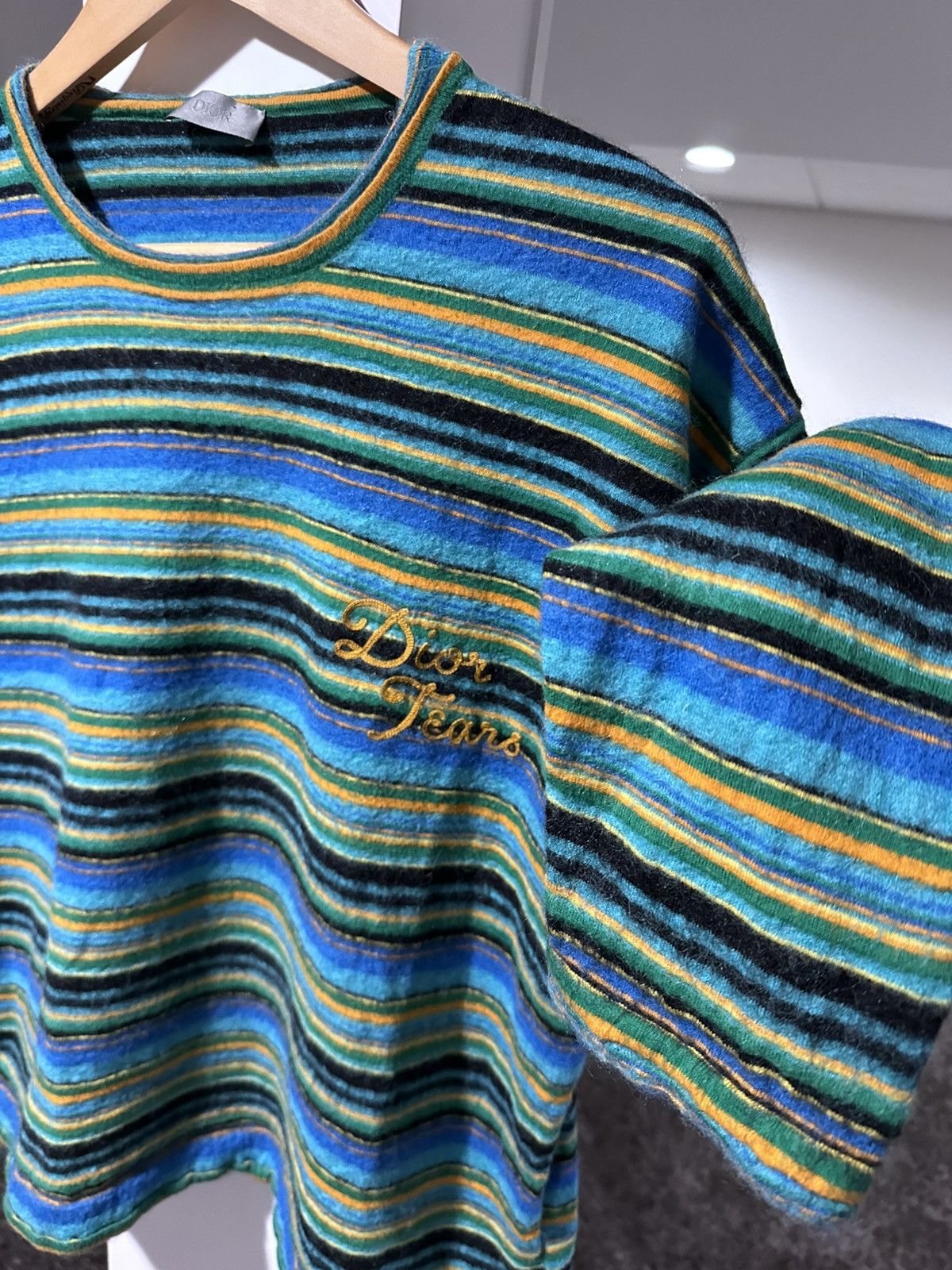 DENIM TEARS × Dior Dior x Denim Tears FW23 Blue/Yellow Striped Knit Sweater Size US M / EU 48-50 / 2 - 2 Thumbnail