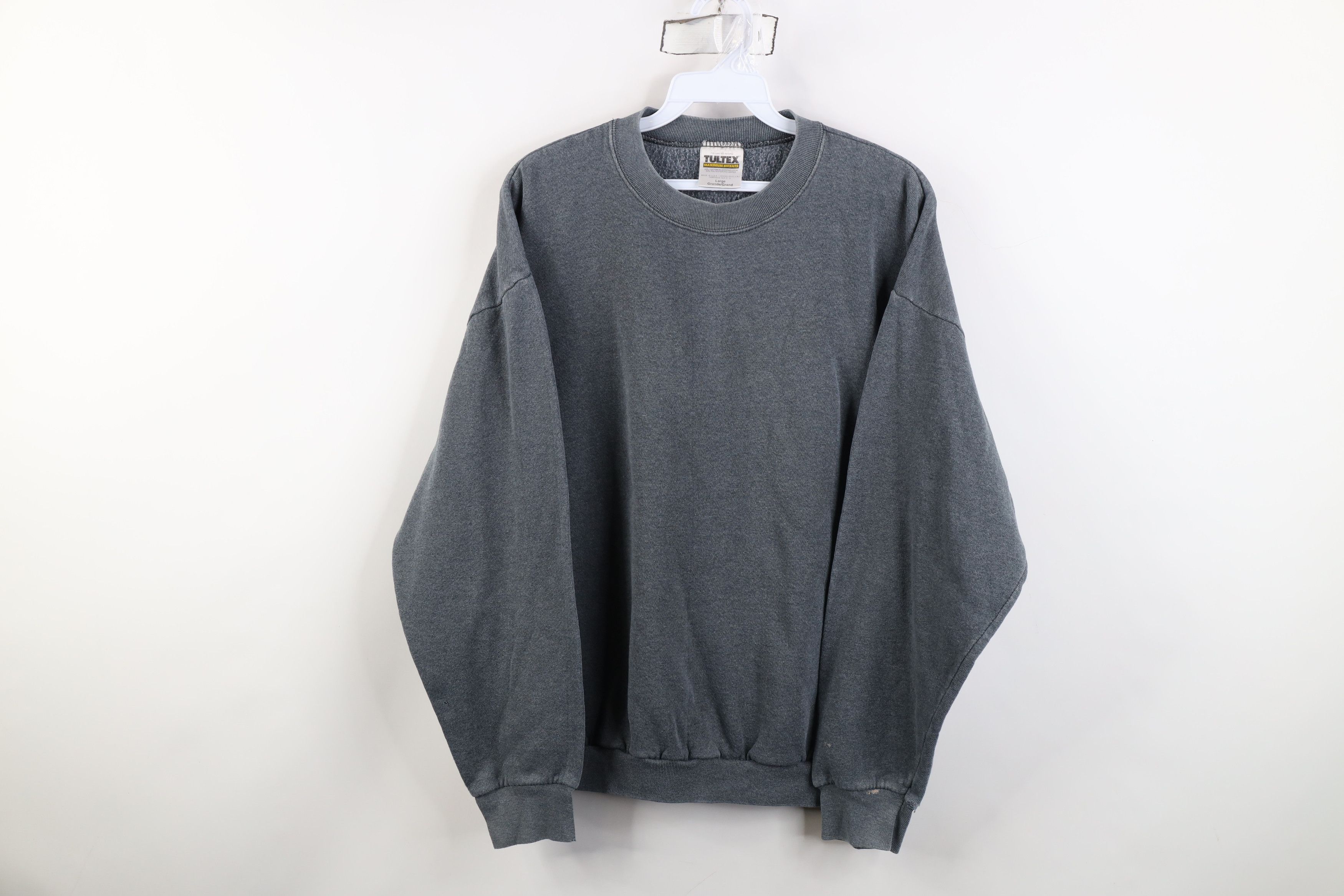 Vintage Vintage 90s Streetwear Blank Crewneck Sweatshirt Gray USA Size L / US 10 / IT 46 - 1 Thumbnail
