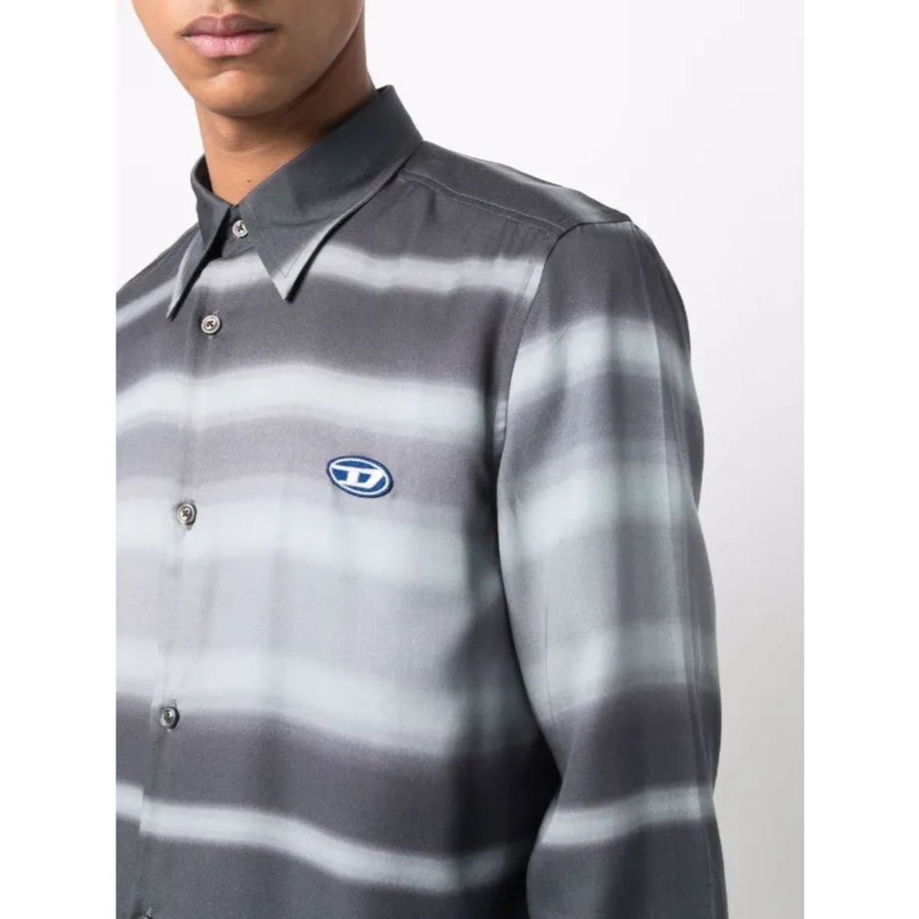 Diesel Diesel S-Tucker Stripe Lyocell Shirt XXL Gray Horizontal St Size US XXL / EU 58 / 5 - 3 Thumbnail