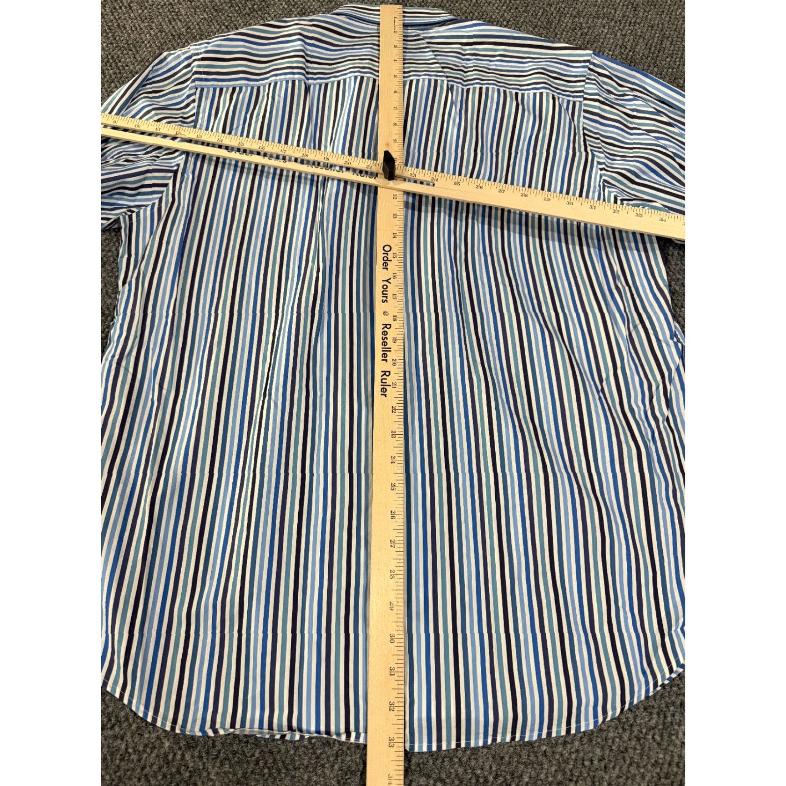 BUGATCHI BUGATCHI Button-Up Shirt Mens XL Blue White Striped Long Sleeve Classic Fit Dress Shirt Size 46R - 7 Thumbnail