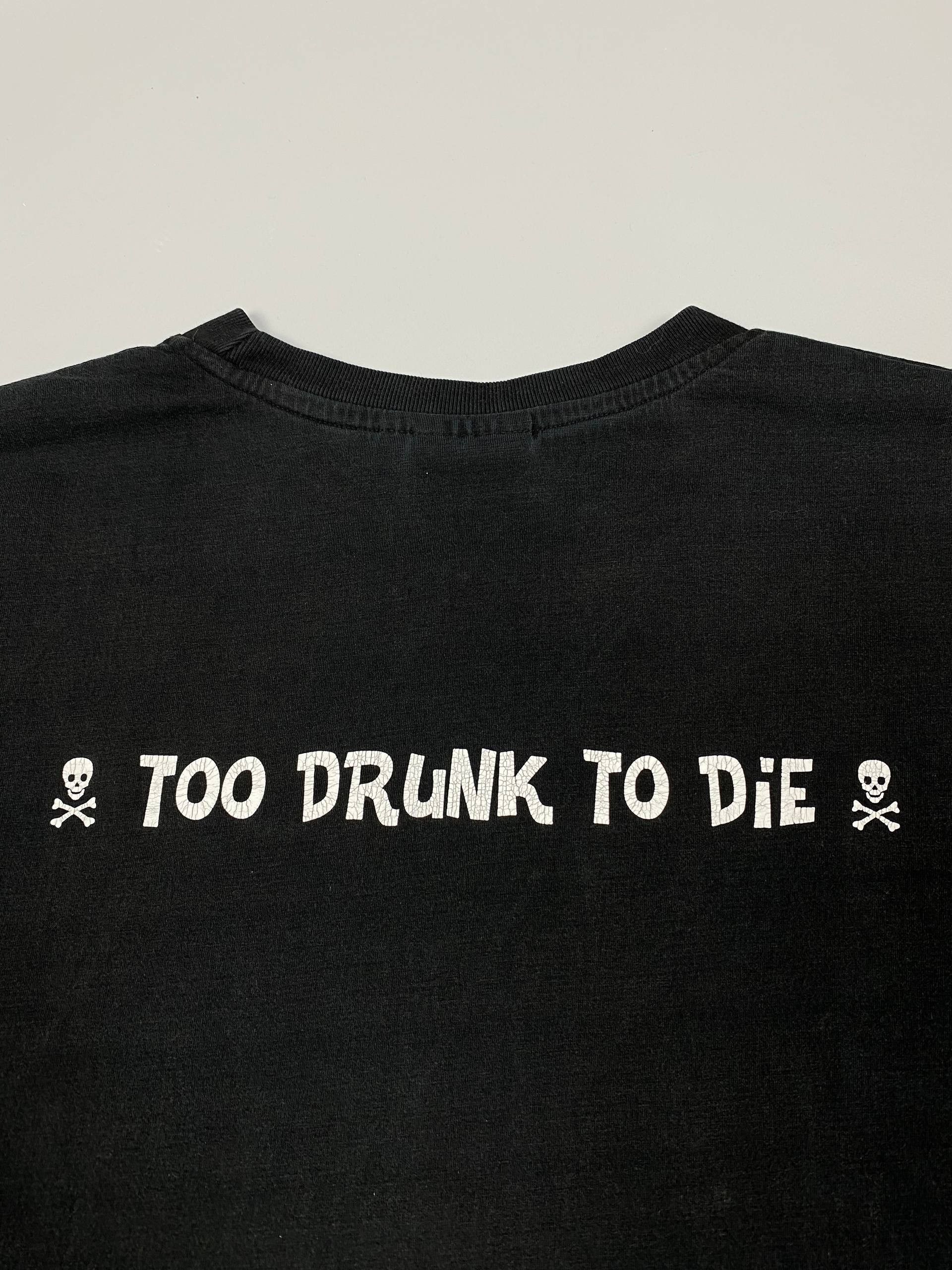 The Unbranded Brand Vintage Los Buffos Biker Tee Black White Too Drunk To Die Size US XL / EU 56 / 4 - 17 Thumbnail