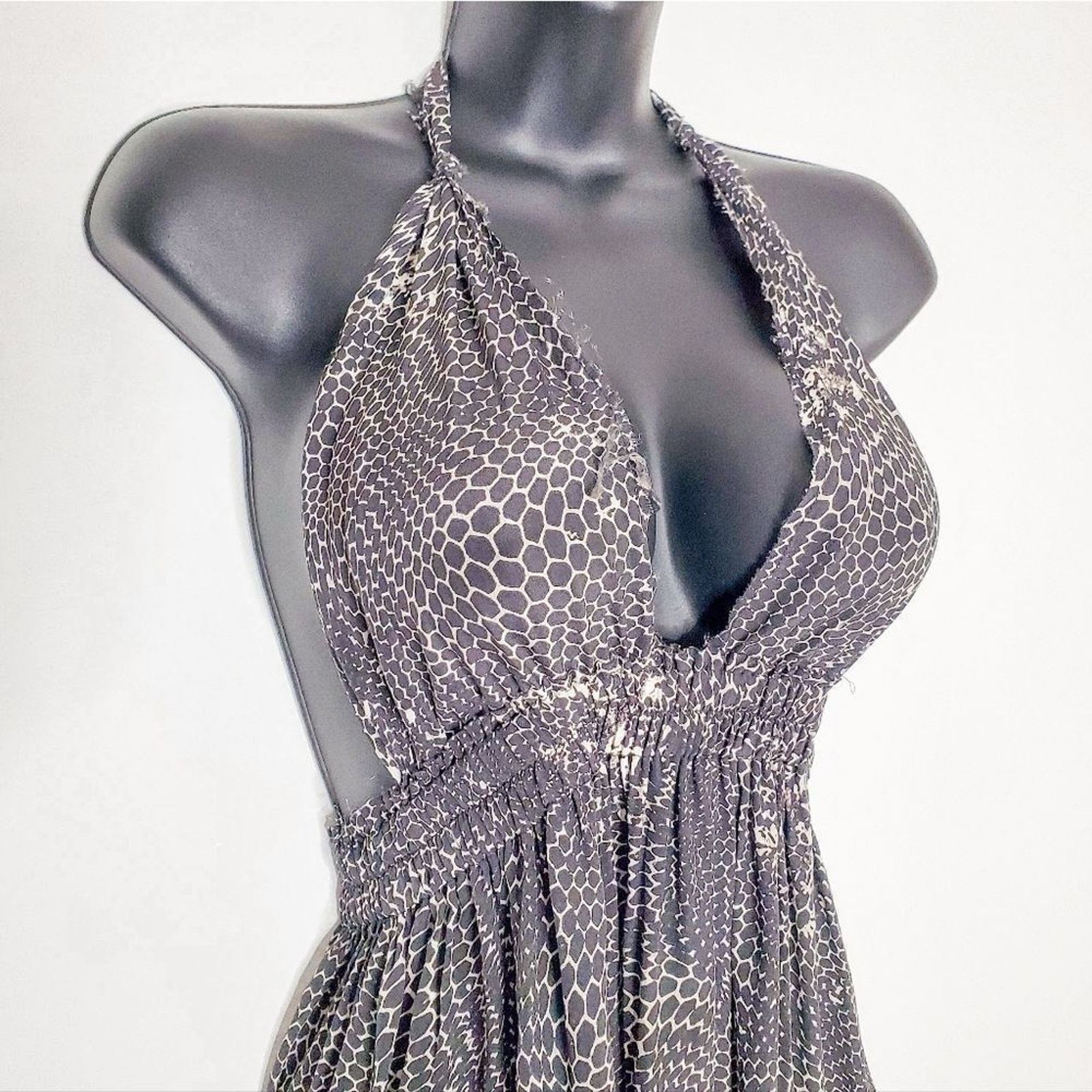 LoveShackFancy LoveShackFancy Black White Love Maxi Silk Halter Dress Sz S Size S / US 4 / IT 40 - 2 Thumbnail