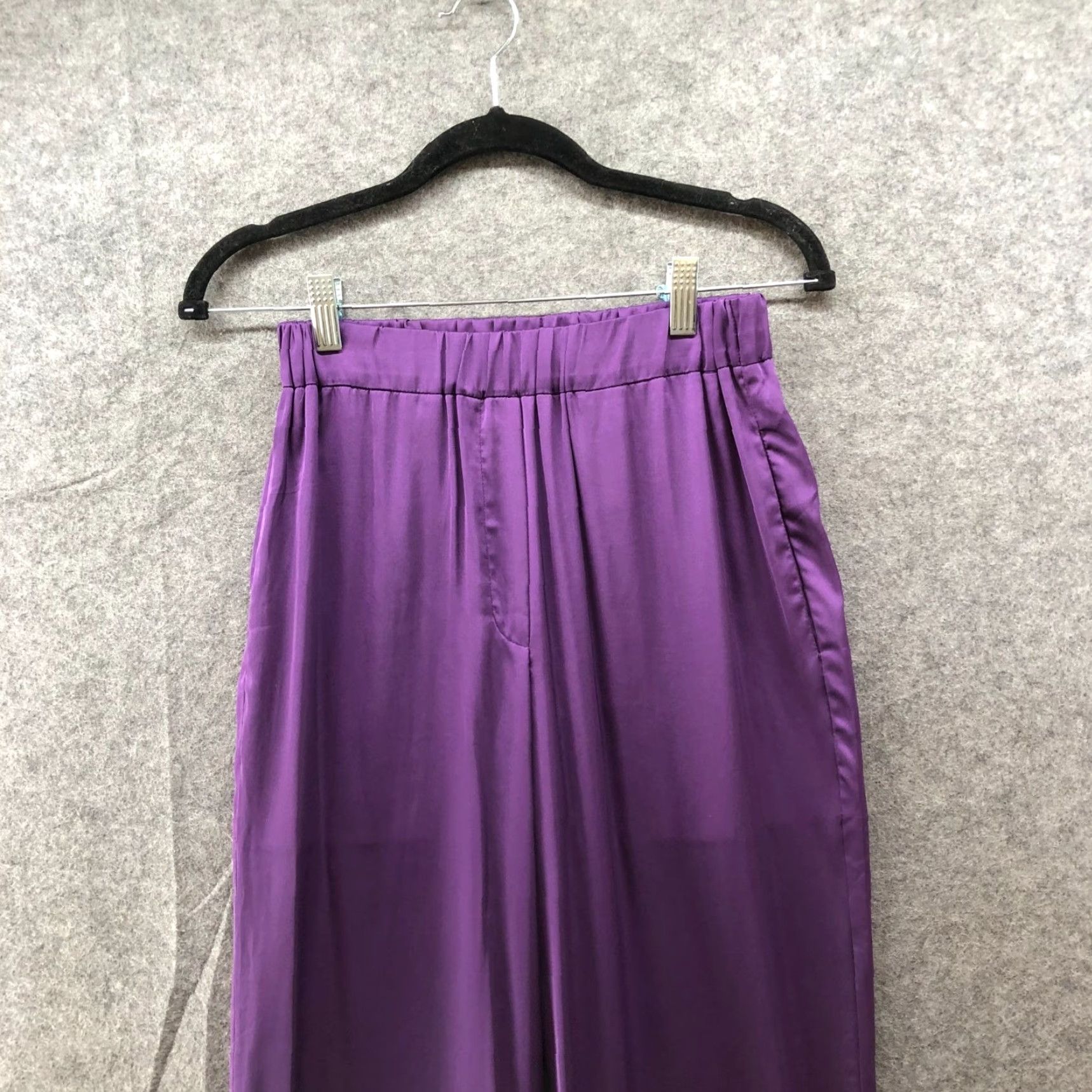 Vintage Montserrat NY Satin Lounge Pants Womens S Purple Pull On Pajama Size 28" / US 6 / IT 42 - 3 Thumbnail