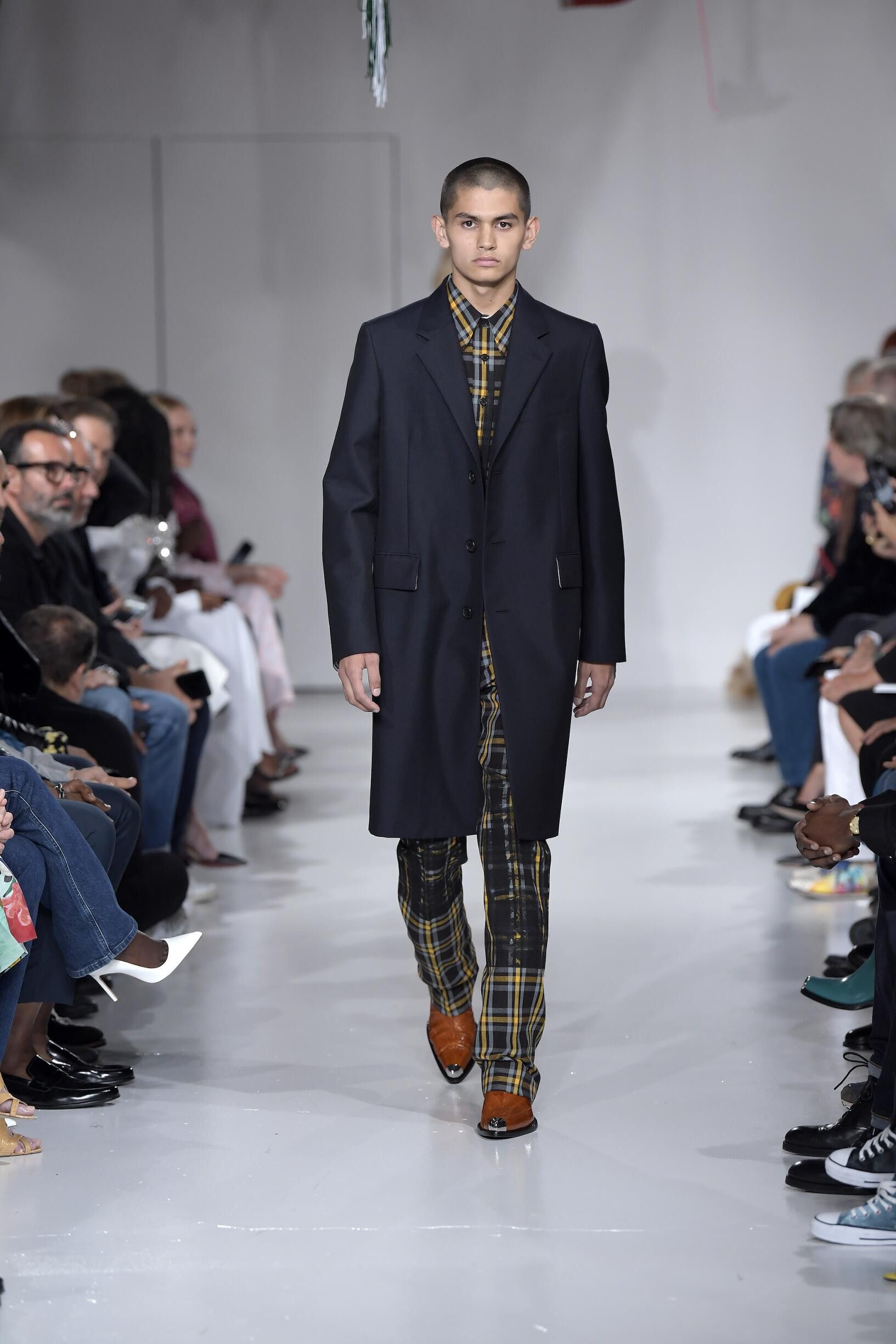 image of Andy Warhol Ss18 Trousers in Mustard Yellow/Cadet Grey/Walnut, Men's (Size 32)