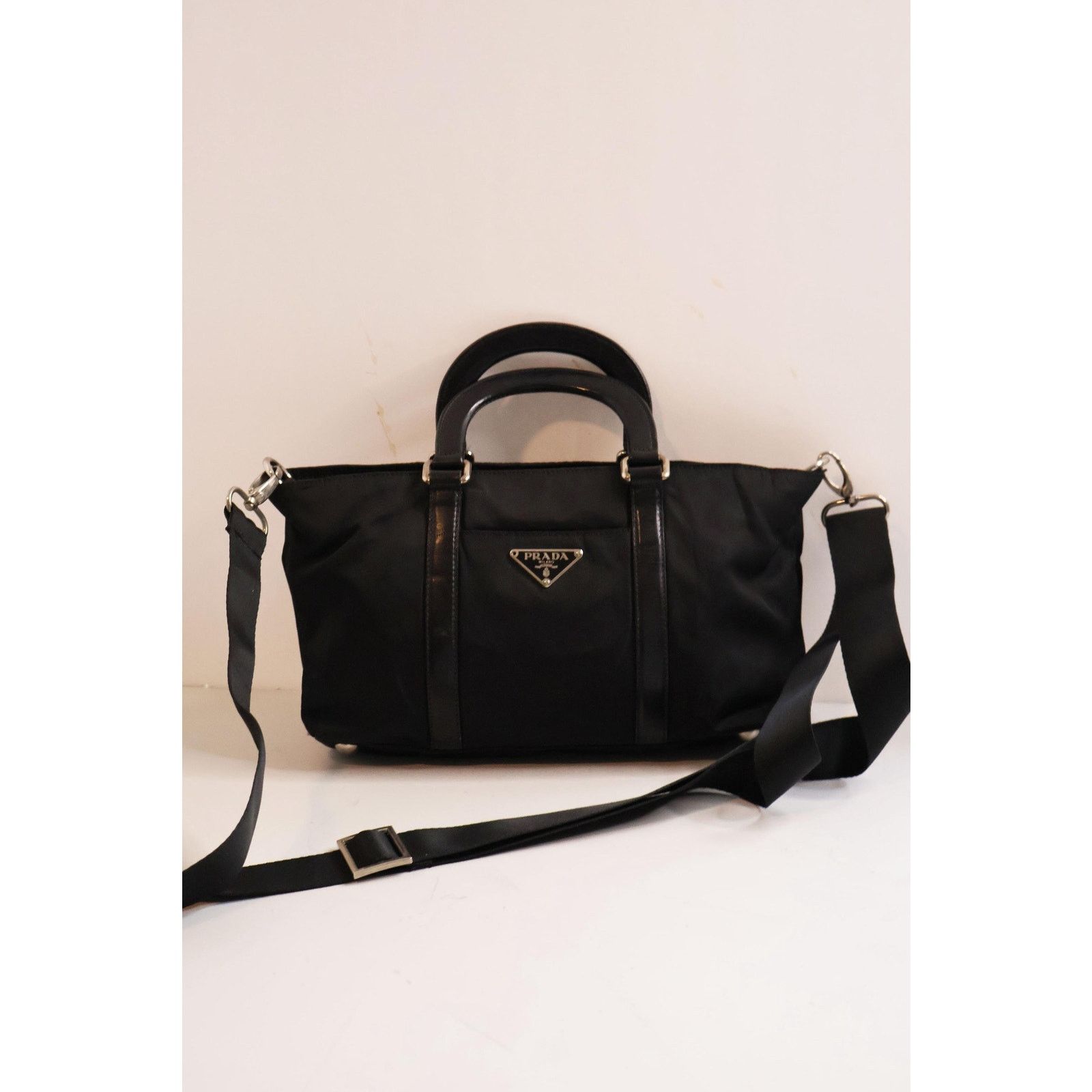Prada PRADA Y2K Black Nylon + Leather Tessuto Top Handle Bag Size ONE SIZE - 1 Thumbnail
