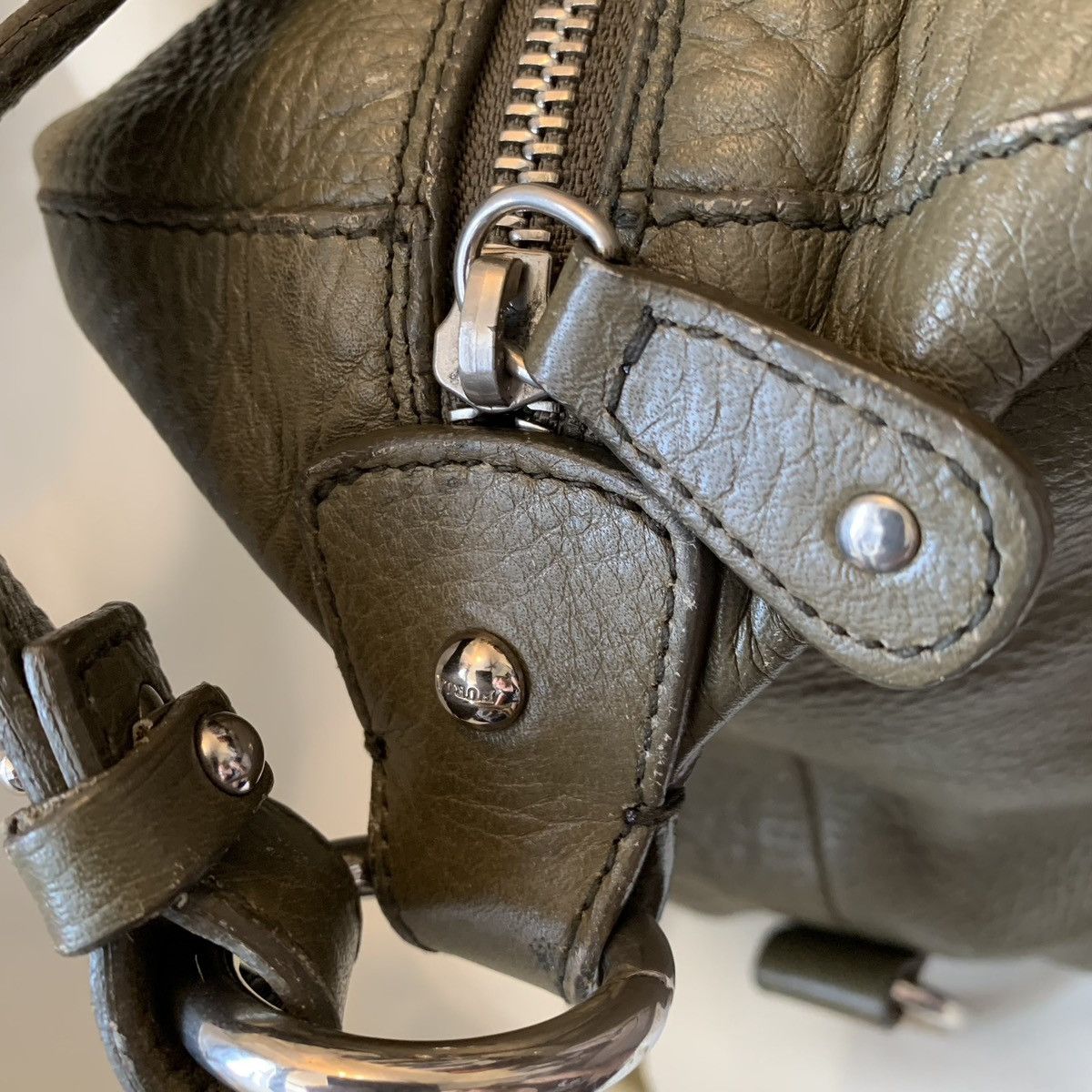 Designer × Furla × Genuine Leather VINTAGE FURLA OLIVE GREEN LEATHER 2 WAY SHOULDER / HANDBAG Size ONE SIZE - 5 Thumbnail