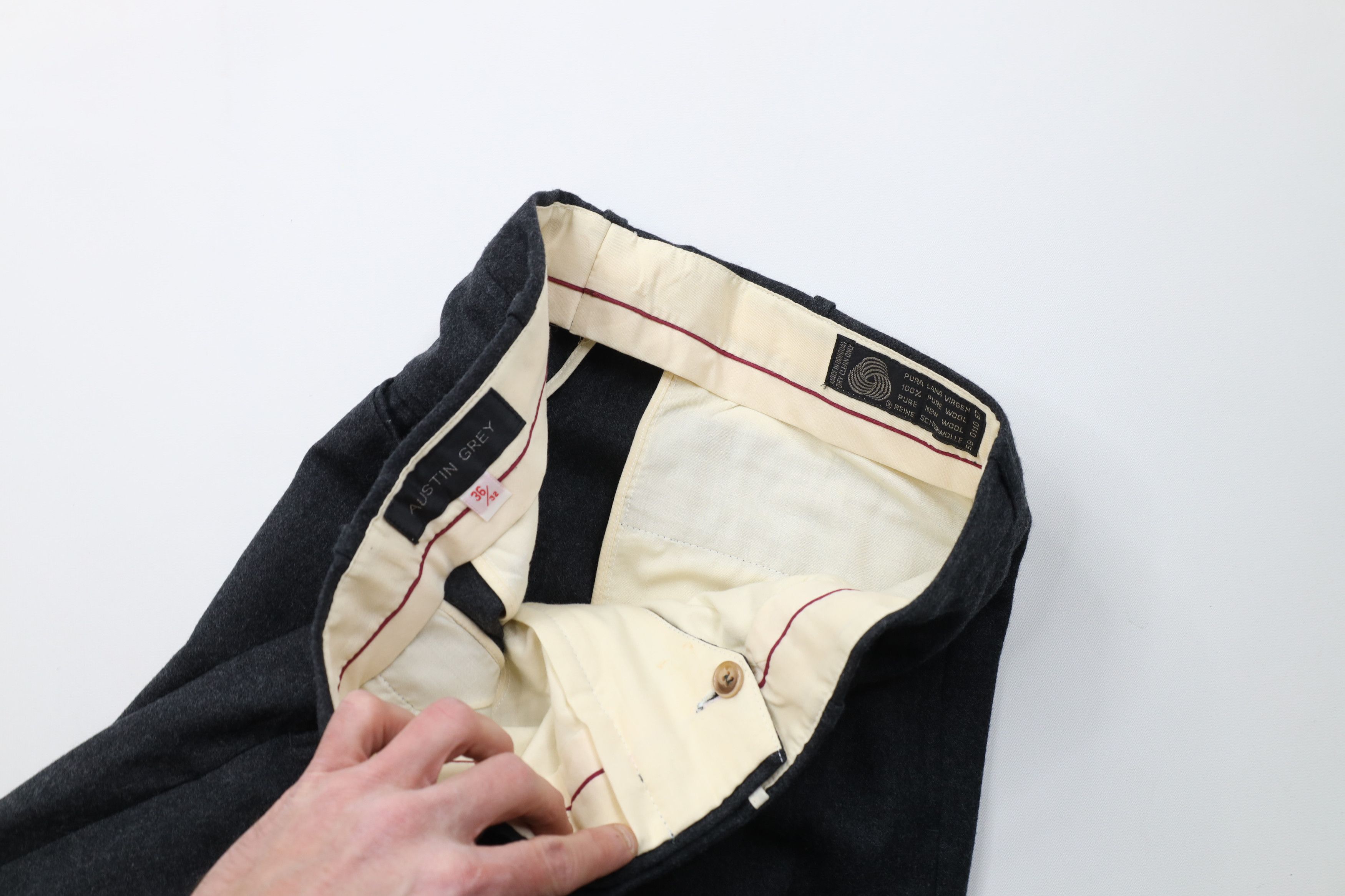 Vintage Vintage 70s Streetwear Heavy Wool Wide Leg Chino Pants Gray Size US 36 / EU 52 - 9 Thumbnail