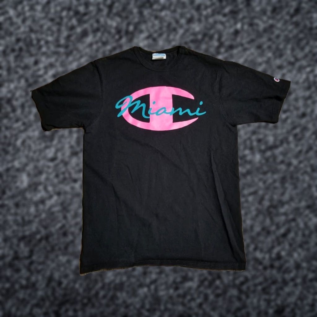 Champion Vintage Champion Miami T-Shirt Men Medium Black South Beach Miami Vice Big Logo 90s Size US M / EU 48-50 / 2 - 1 Thumbnail