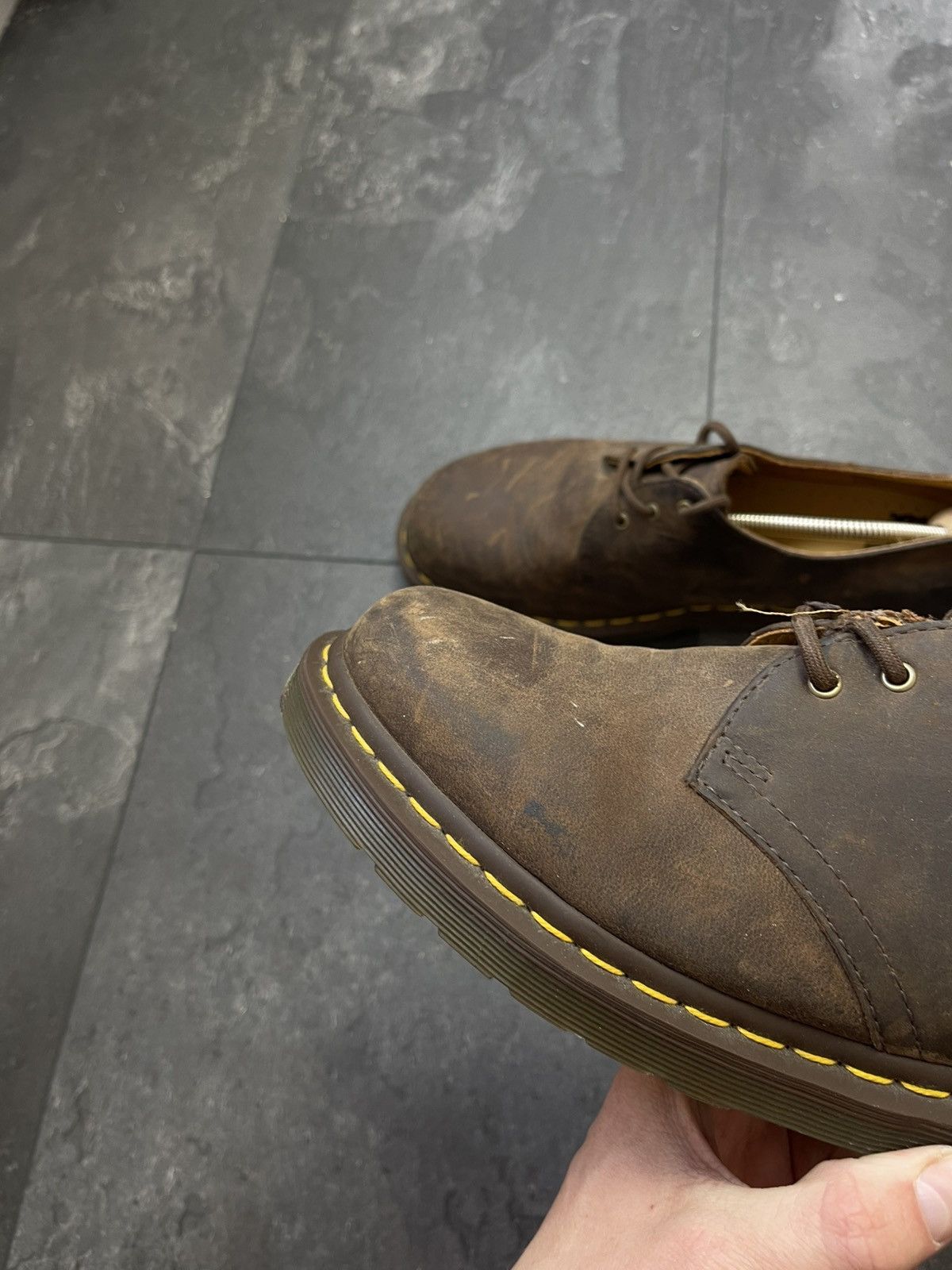 Dr. Martens × Streetwear × Vintage Dr martens 1461 dark brown distressed boots Size US 9 / EU 42 - 9 Thumbnail