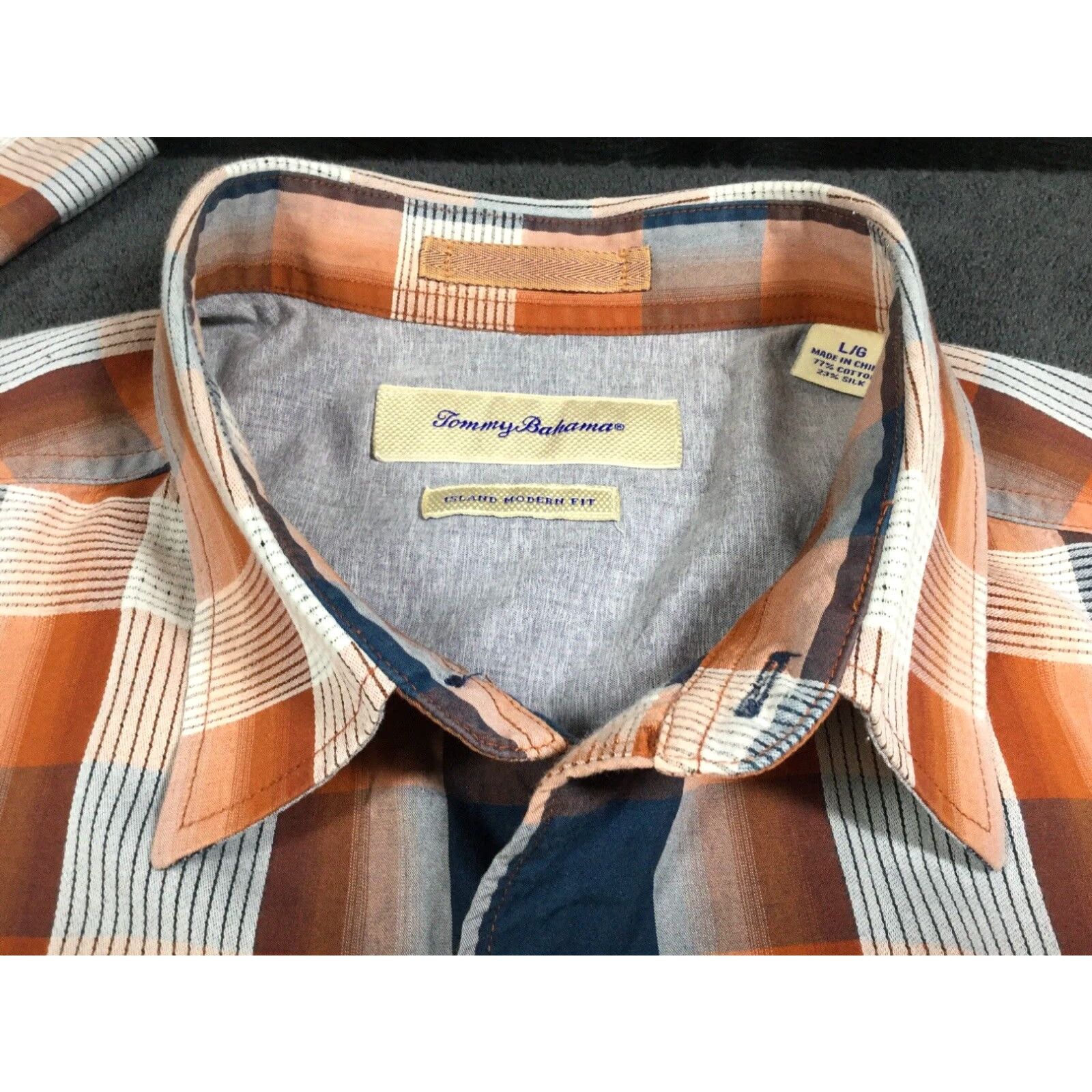 Tommy Bahama Tommy Bahama Brown Plaid Cotton Blend Long Sleeve Button-Up Mens L Island Modern Fit Shirt Size US L / EU 52-54 / 3 - 4 Thumbnail