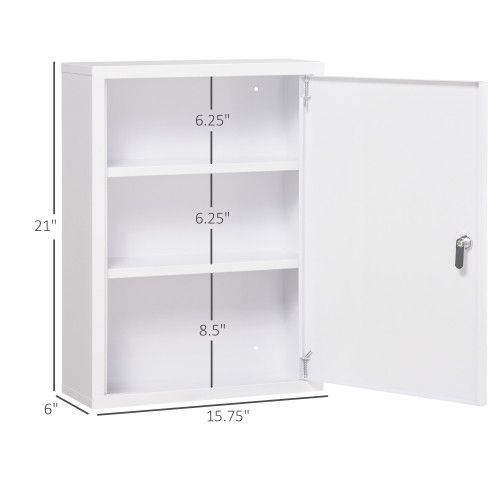 Designer × Homemade kleankin 16" x 21" Wall Medicine Cabinet with Lock, 3 Tier S Size US L / EU 52-54 / 3 - 3 Thumbnail