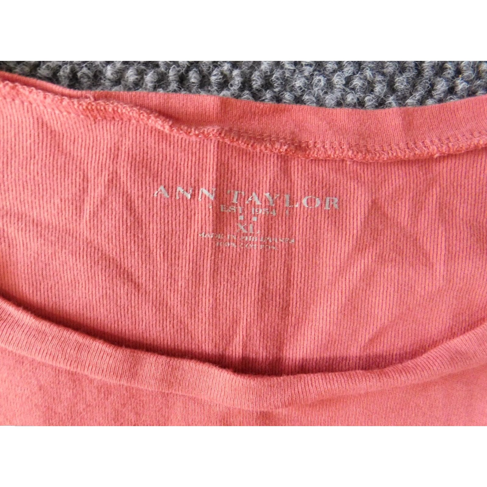 Ann Taylor Ann Taylor Womens Blouse XL Pink Crew Neck Pullover Short Sleeve Casual Regular 100% Cotton Ruffle Down Fabric Colorful Basic Top Shirt Size XL / US 12-14 / IT 48-50 - 4 Thumbnail