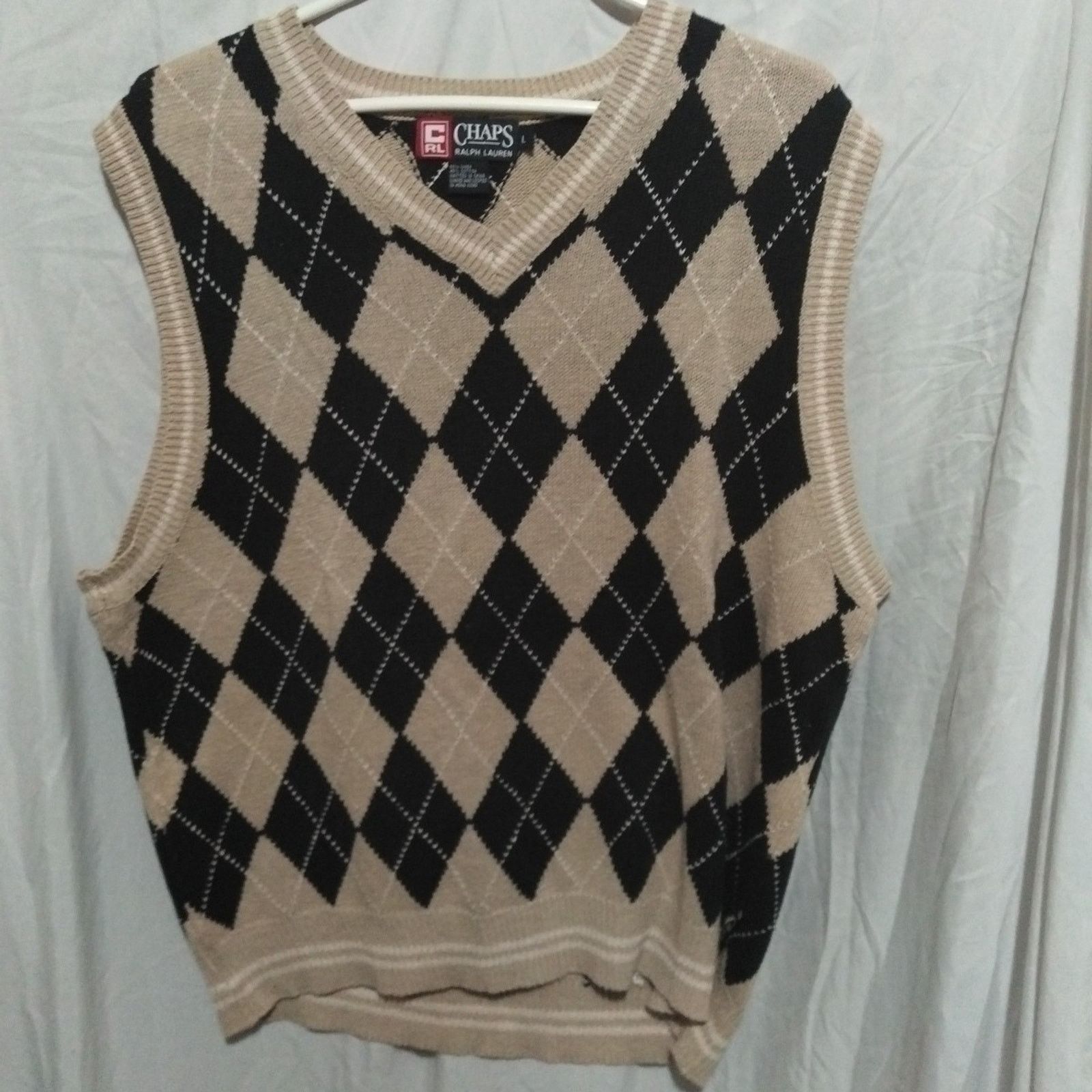 Chaps Ralph Lauren Ralph Lauren Chaps Men's Tan Blue Argyle Sweater Vest Size L Size US L / EU 52-54 / 3 - 1 Thumbnail