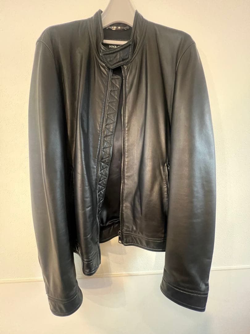 Dolce & Gabbana Leather Metal Plate Blouson Biker jacket