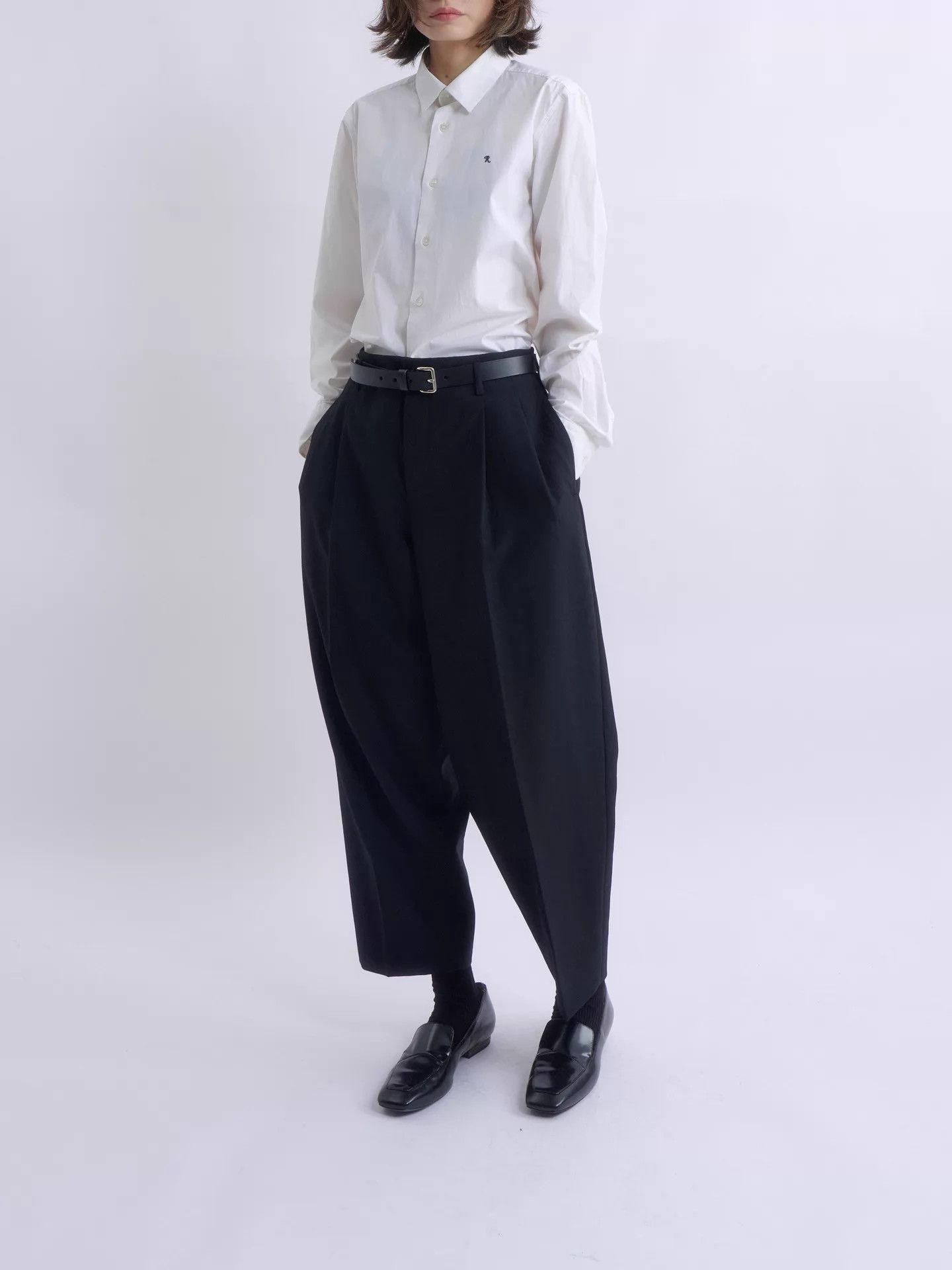 Comme des Garcons CDG Homme Plus Black Pleated Tapered Trousers XS Size US 27 - 2 Thumbnail