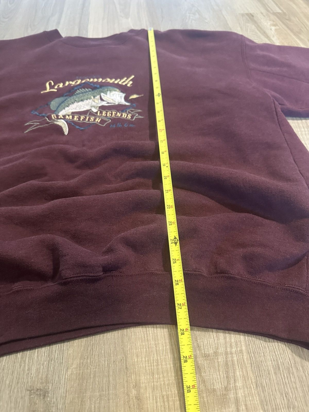 Vintage Vintage Burgundy Largemouth Bass Fishing Crewneck Sweatshirt Size US XXL / EU 58 / 5 - 5 Thumbnail