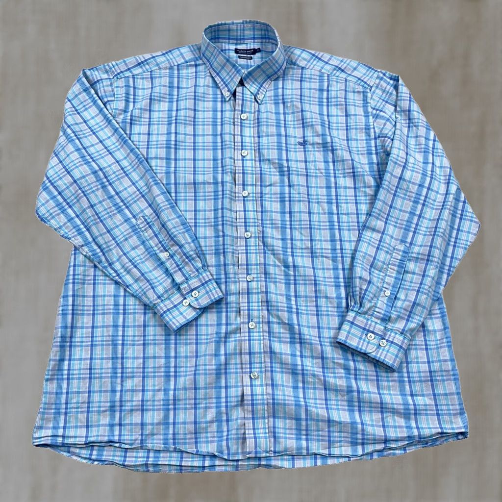 Vintage Southern Marsh Shirt Men 2XL Blue Plaid Button-Up Front Pocket Button-Down Collar Classic Preppy Everyday Wear Size 48R - 1 Thumbnail