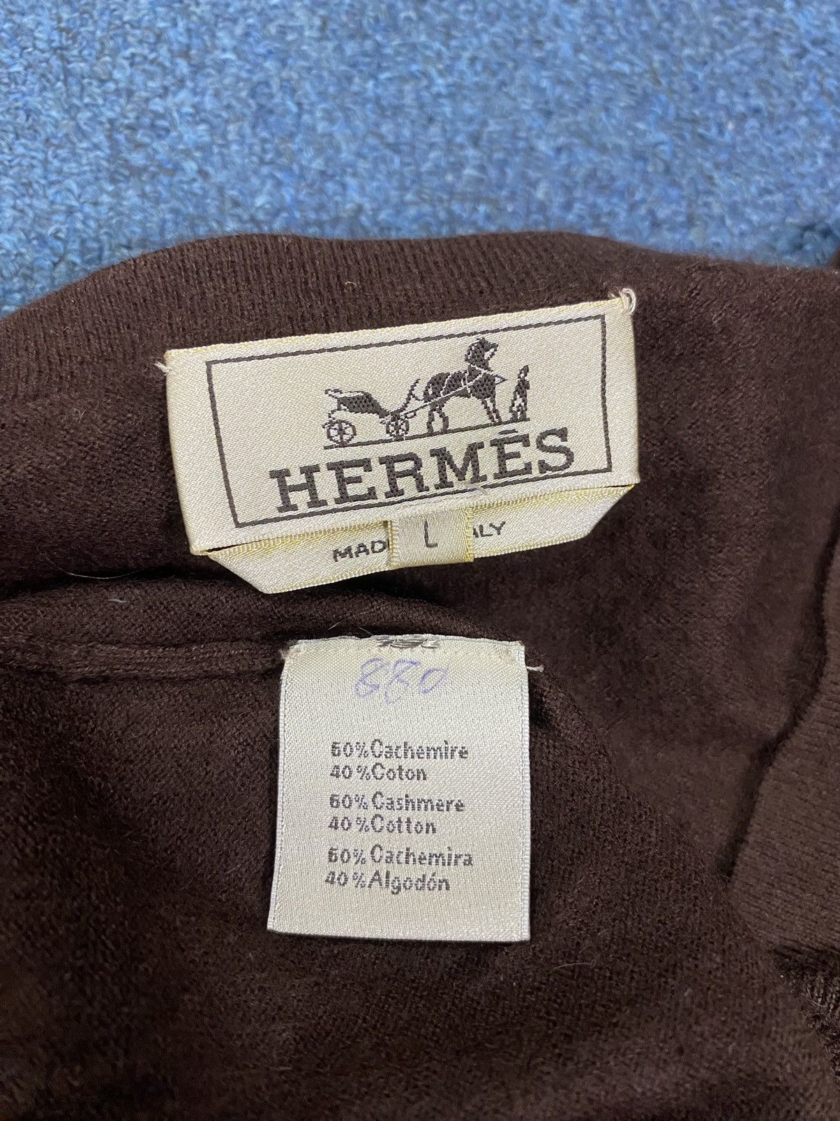 Hermes Hermes Cashmere V-Neck Size US L / EU 52-54 / 3 - 4 Thumbnail