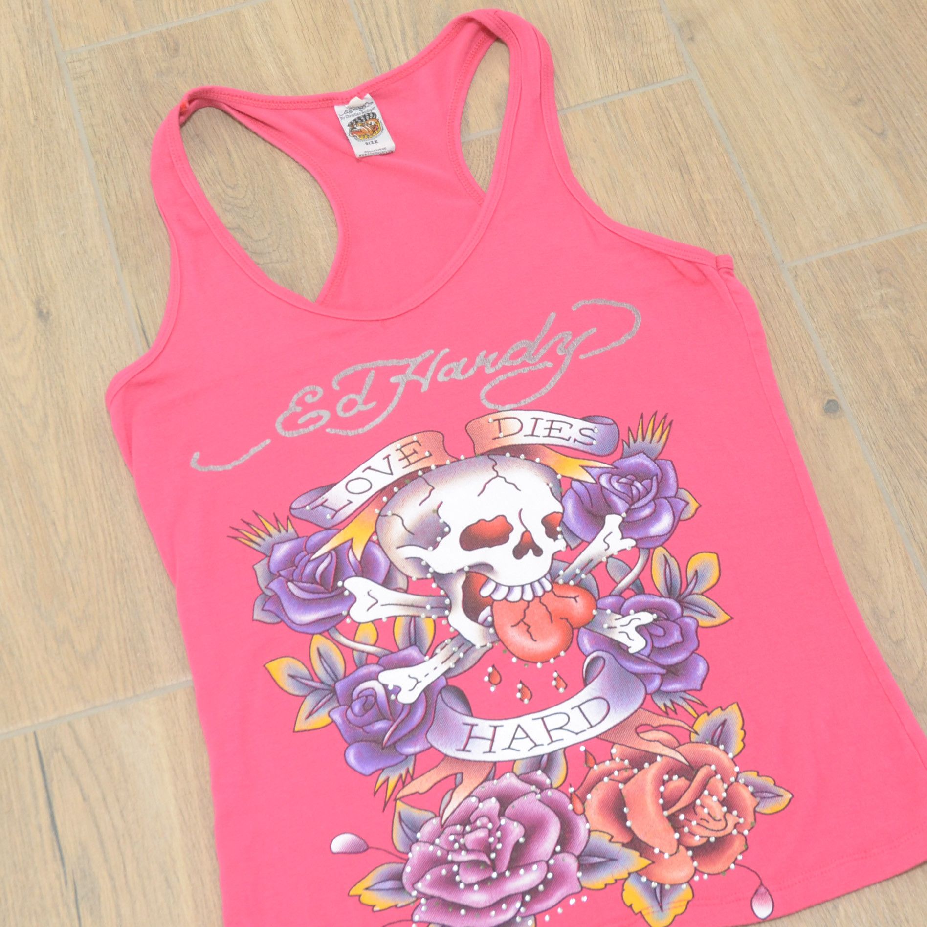 Christian Audigier Ed hardy by Christian Audigier Pink crystals tank top skull Size M / US 6-8 / IT 42-44 - 4 Thumbnail