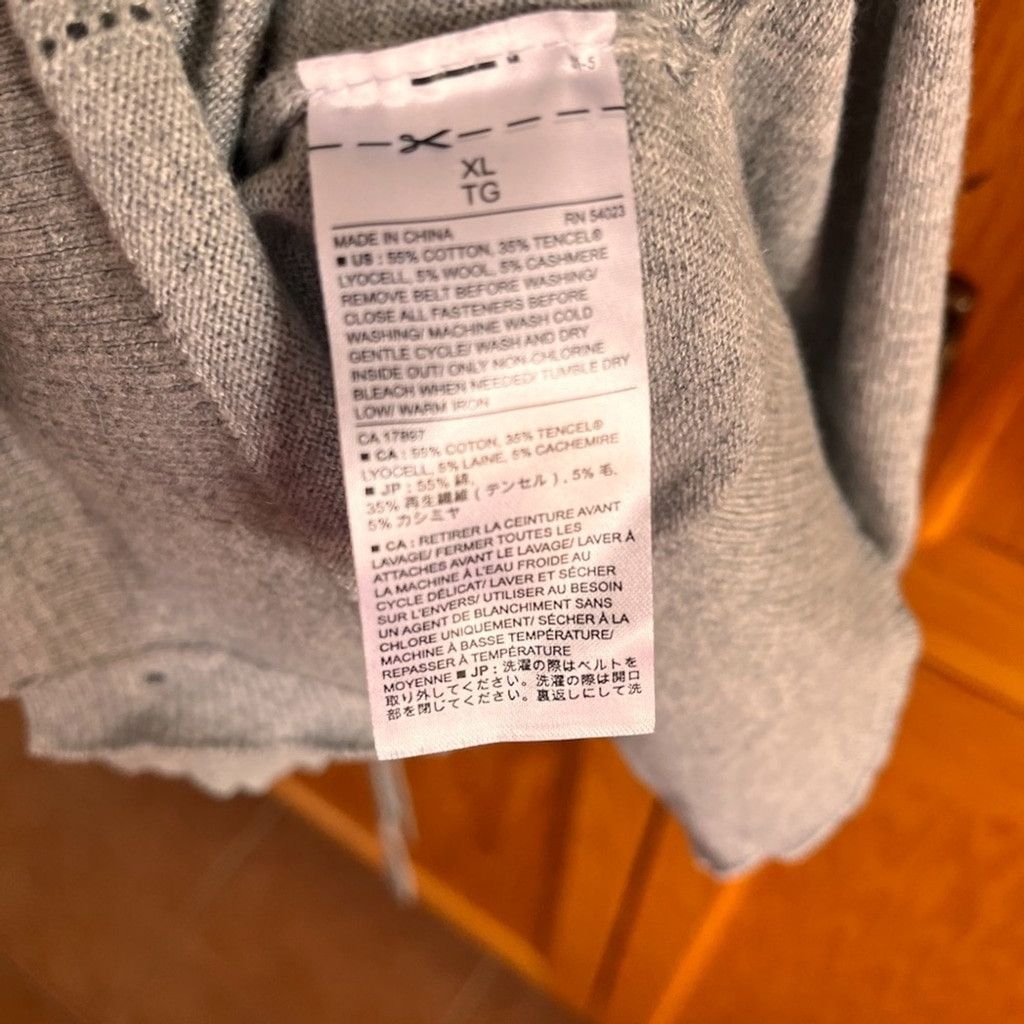 Banana Republic Button up grey cardigan with belt Size XL / US 12-14 / IT 48-50 - 3 Thumbnail