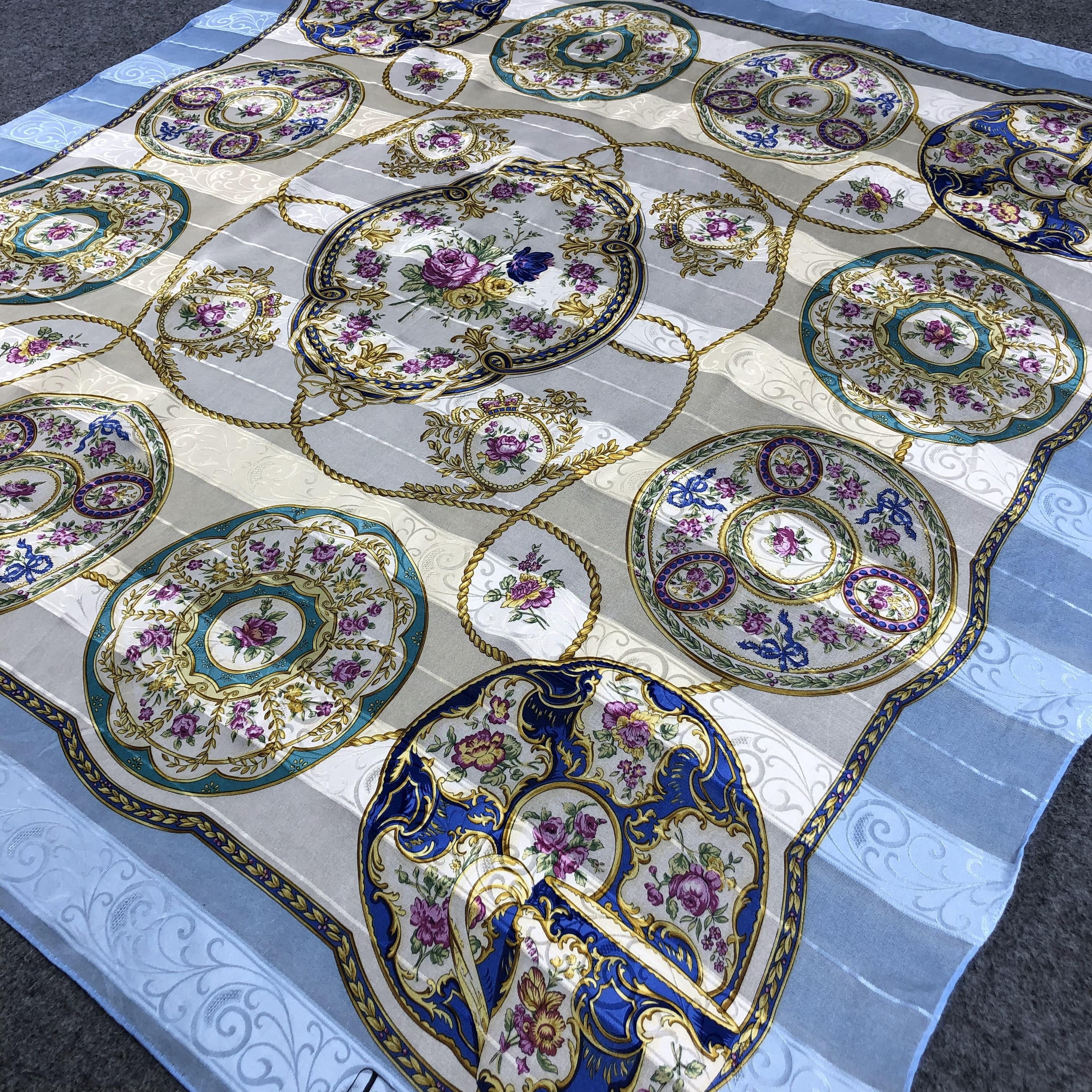 Vintage Lasserre Baroque Slit Thread Silk Scarf M361 Size ONE SIZE - 3 Thumbnail