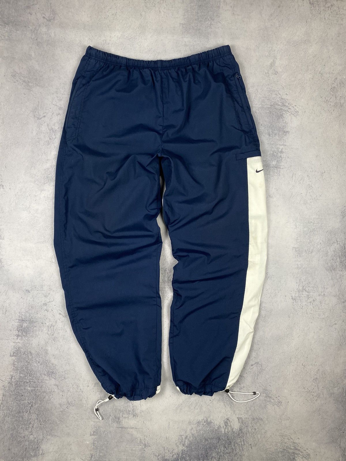 Nike × Vintage Vintage 00s Nike Swoosh Drill Joggers Baggy Nylon Y2K Pants Size US 35 - 2 Thumbnail