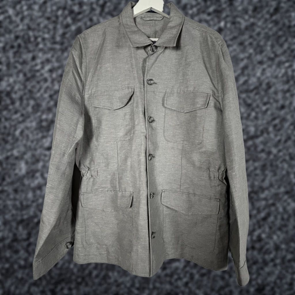 Stafford Stafford Men's Gray Twill Button Front Shirt Long Sleeve Linen Blend Large NWT Size US L / EU 52-54 / 3 - 1 Thumbnail
