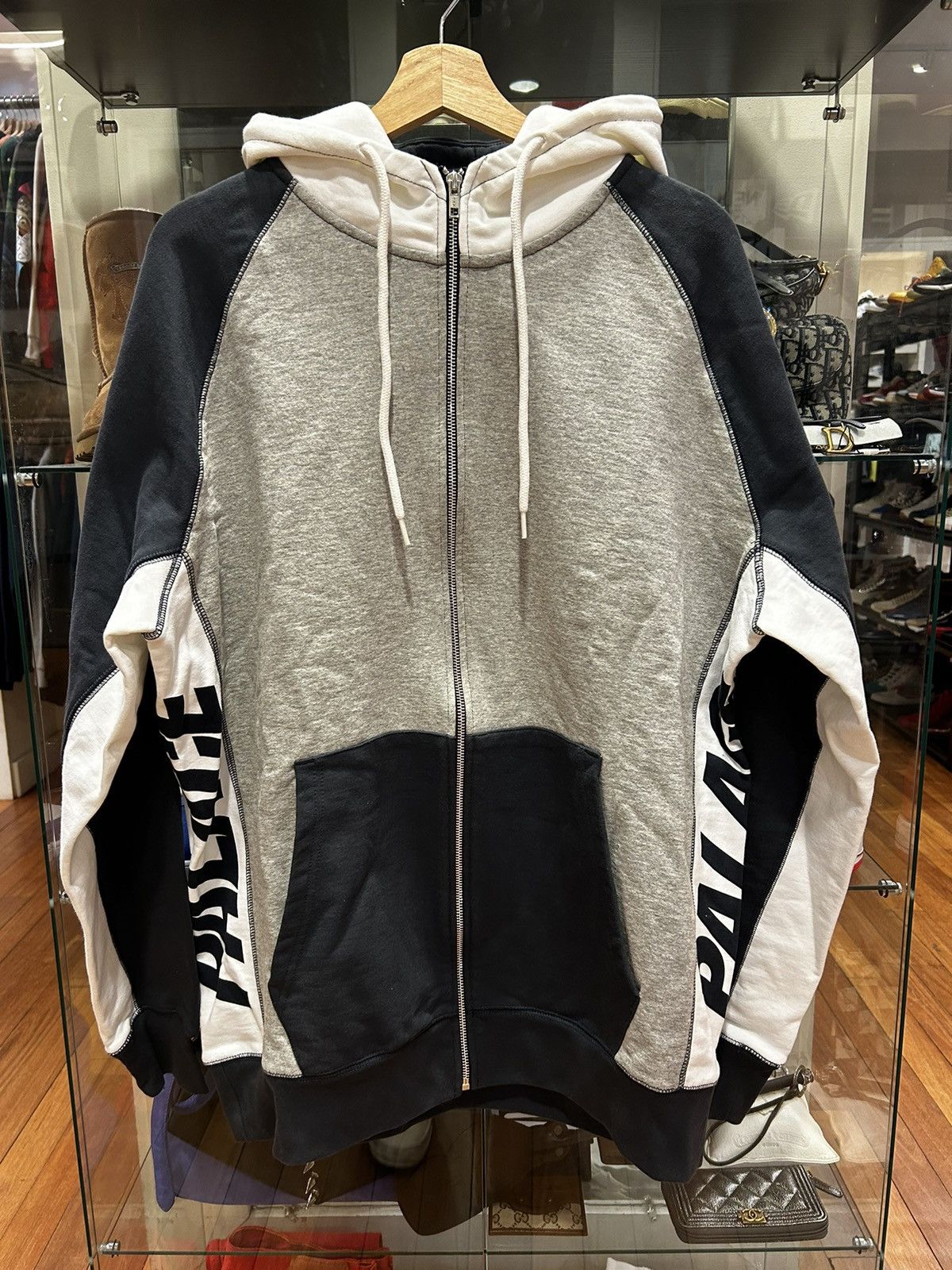 Palace Palace Patch Up Zip Hooded Sweatshirt Grey Marl