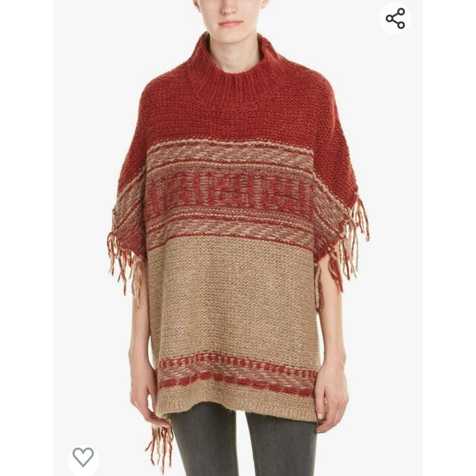 Free People Free People Labyrinth Wool Angora Blend Knit Poncho sweater Size XS / US 0-2 / IT 36-38 - 1 Thumbnail