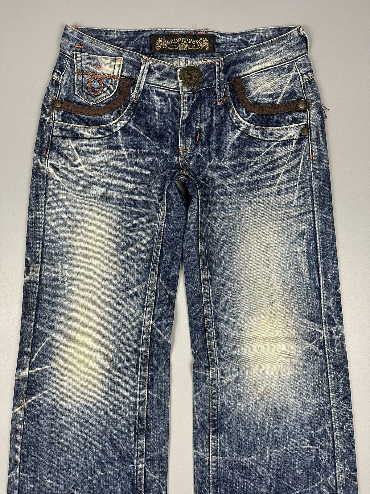 🔥Rare🔥Red Pepper Whiskered Baggy Flared Jeans