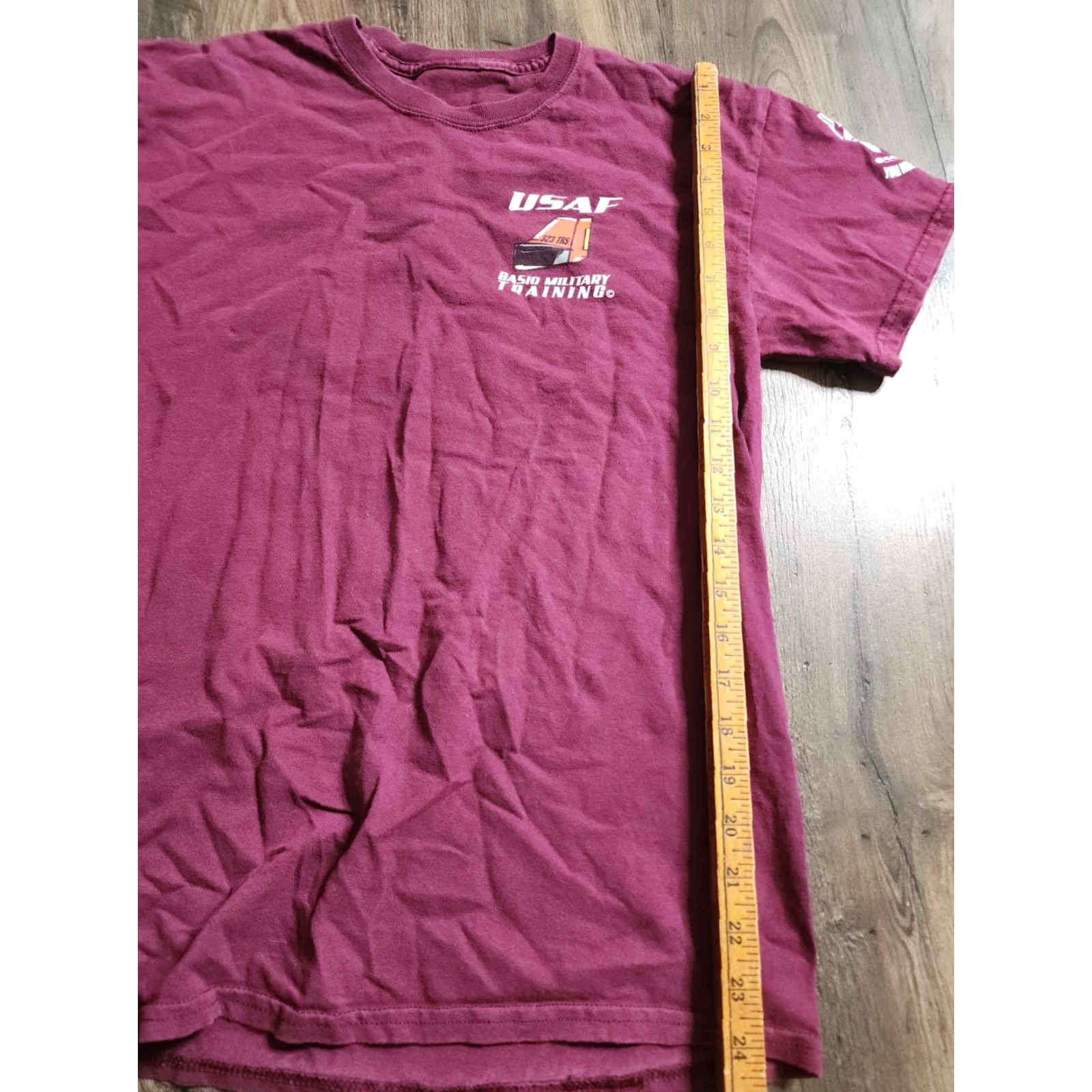 Gildan Mens S T Shirt Maroon Cotton Gildan Air Force US Air Force USAF 323 Squadron TRS Double Sided Short Sleeve Crew Neck Size US S / EU 44-46 / 1 - 4 Thumbnail