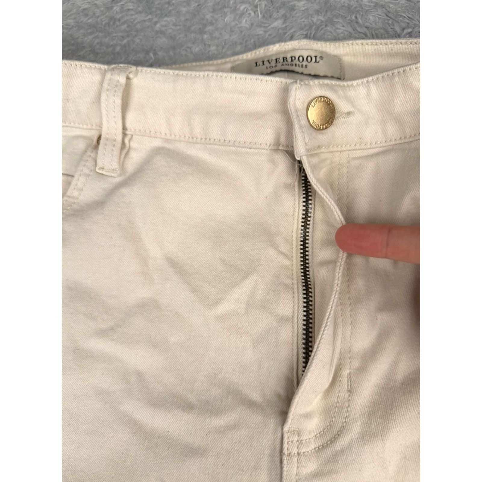 Vintage Liverpool Jeans Women's Wide Leg Jeans 16 Beige High Rise Cotton Blend 34x25 Size 38" / US 16 / IT 52 - 5 Thumbnail