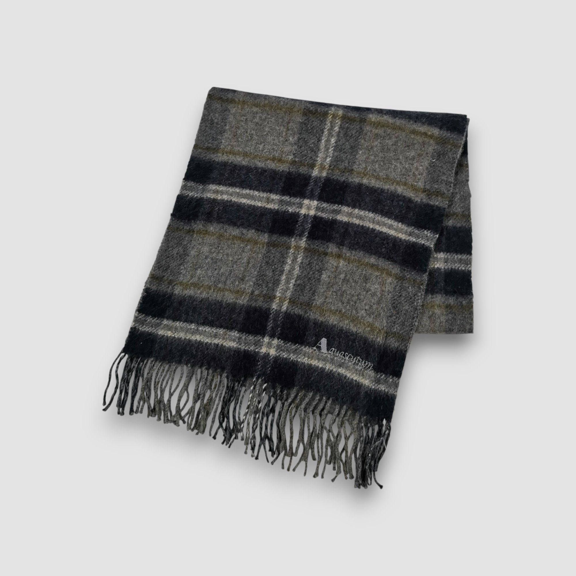 Aquascutum Vintage Aquascutum Scarf Tartan Muffler Cashmere Scarves Size ONE SIZE - 1 Thumbnail