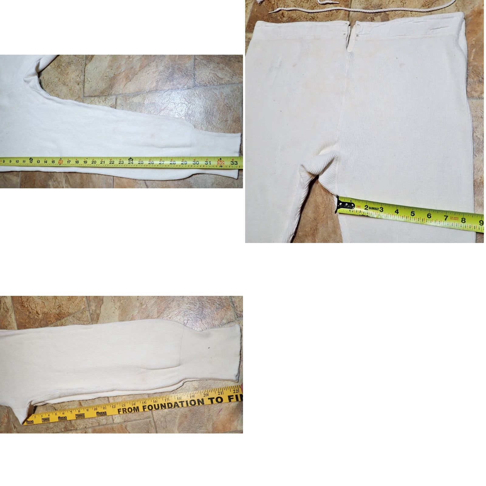 Vintage VINTAGE Rare US Military Long John Thermal Pants 1940s WW2, 33" Waist, White, Inseam 22", 1940s Military Long Johns Size US 33 - 9 Thumbnail