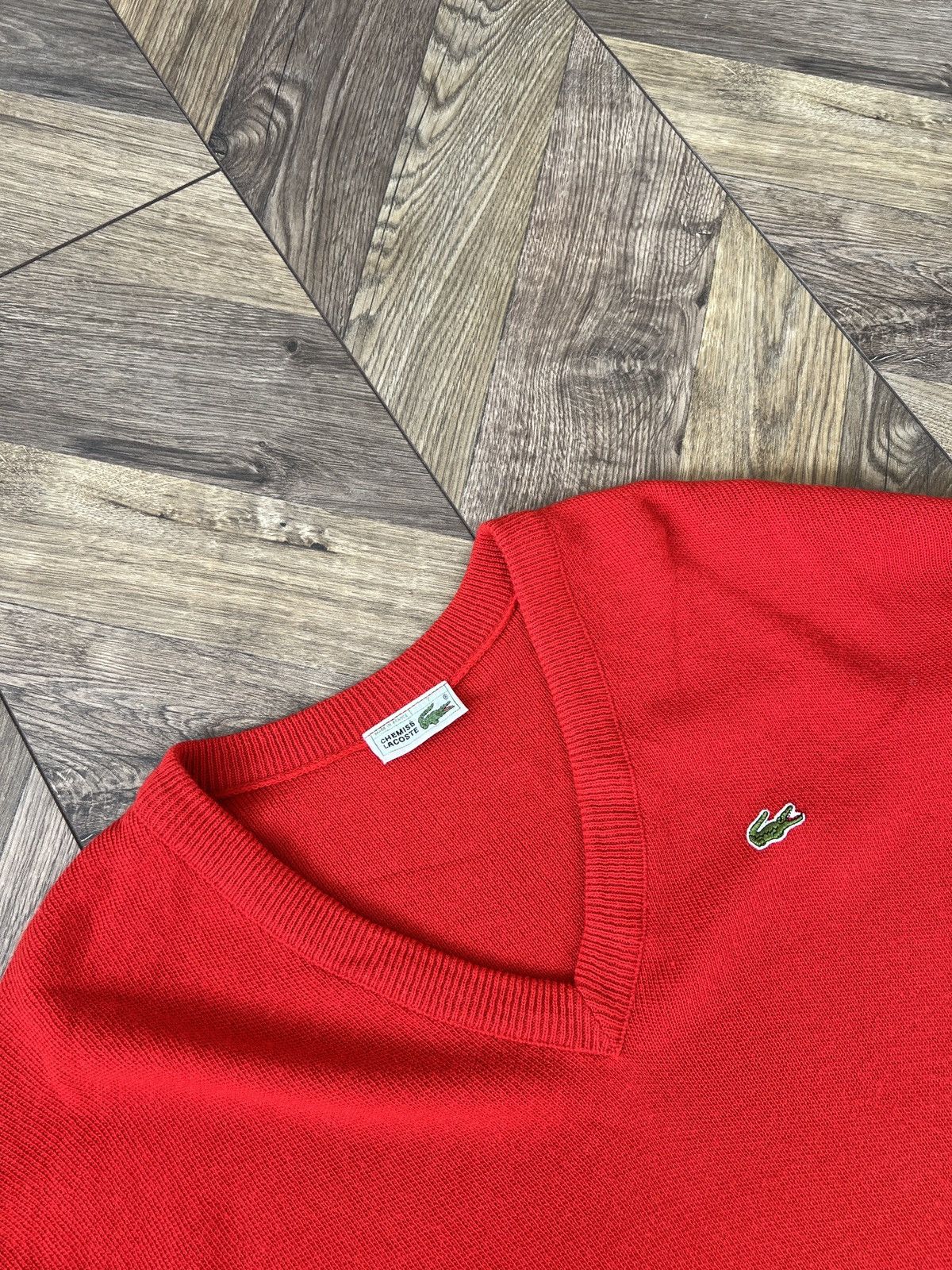 Designer × Lacoste × Vintage Vintage Lacoste V-neck knitted sweater Size US L / EU 52-54 / 3 - 10 Thumbnail