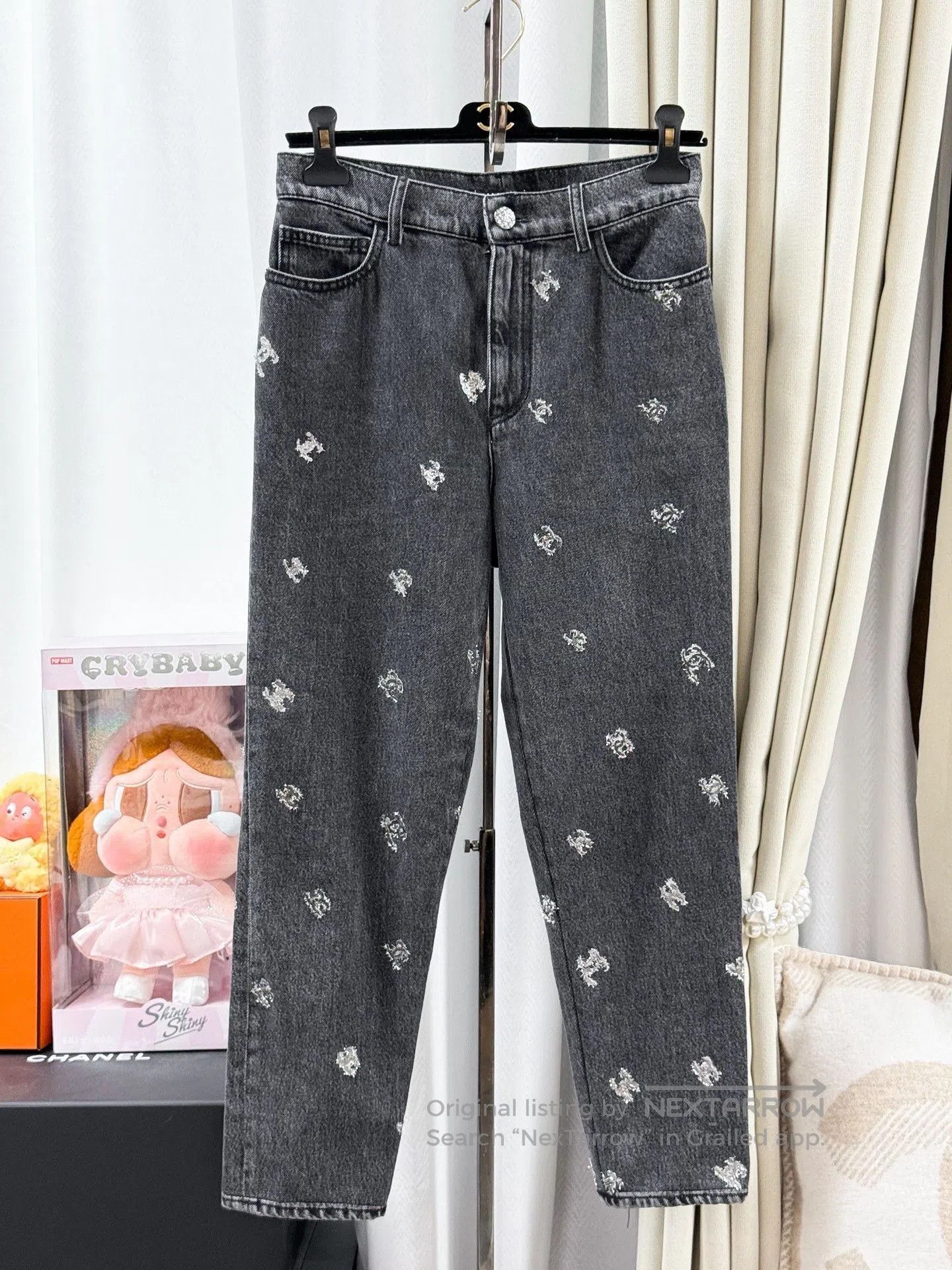 Chanel Chanel 21K Silver Double C Logo Denim Jeans. Size 37" - 1 Thumbnail
