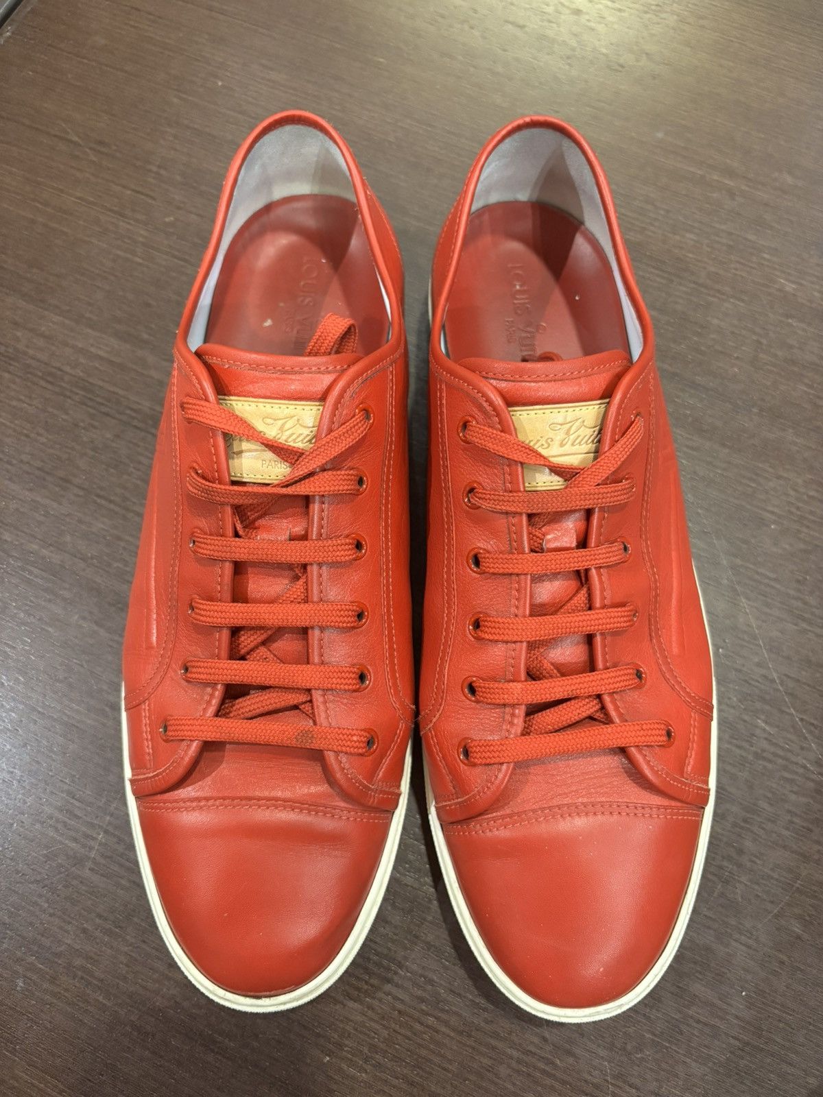 Louis Vuitton Louis Vuitton Red Leather Low Sneakers Size US 11 / EU 44 - 6 Thumbnail