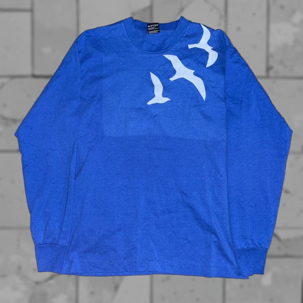 Vintage VINTAGE Best Bird Print Long Sleeve Mens Blue T-Shirt Large USA Size US L / EU 52-54 / 3 - 1 Thumbnail