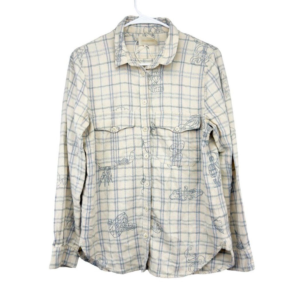 Zadig & Voltaire ZADIG & VOLTAIRE Cartoon Sketch Plaid Shirt Blue Pink Size M Size L / US 10 / IT 46 - 2 Thumbnail