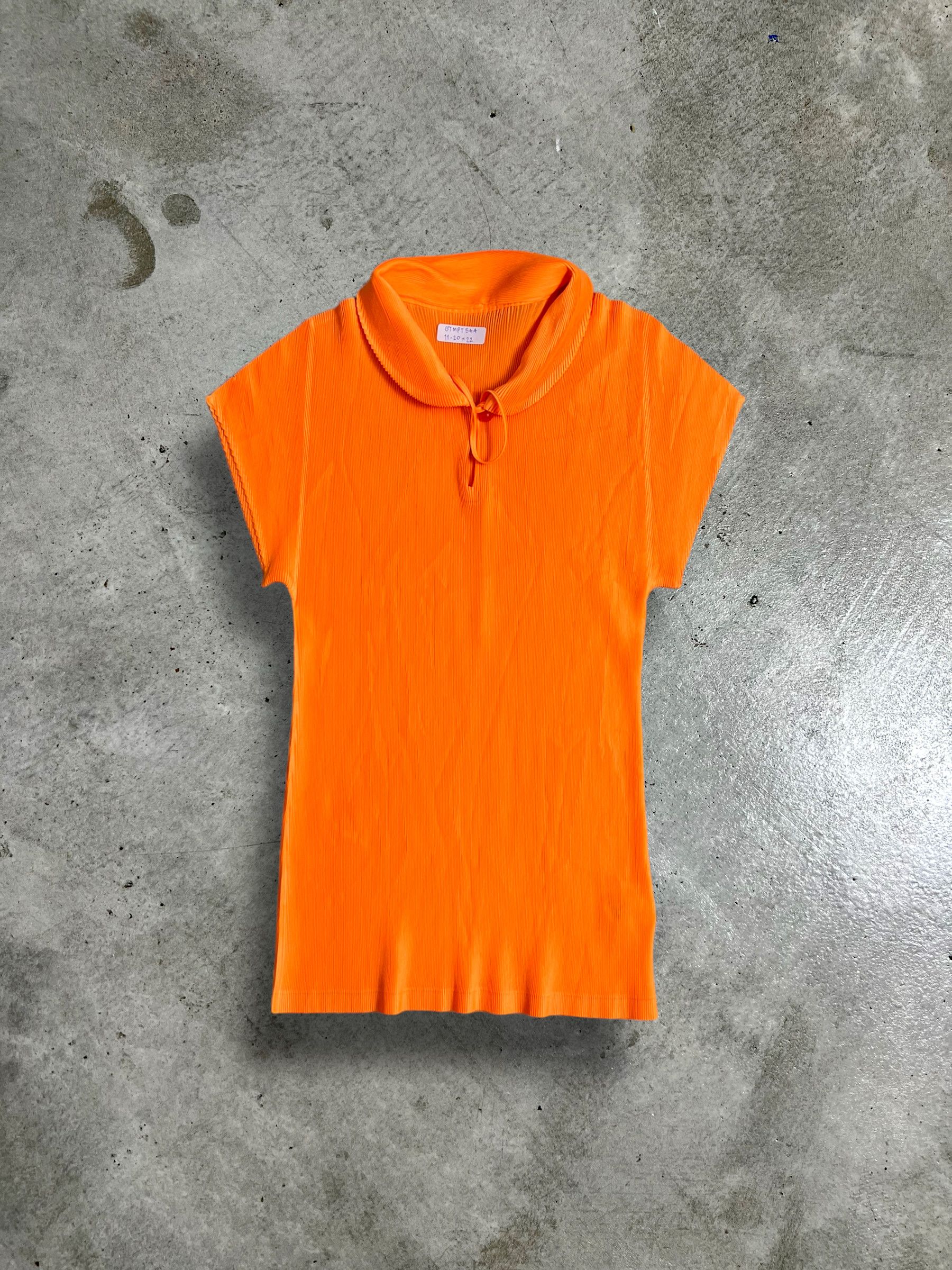 Image of Issey Miyake Pleats Please Pleats Please Issey Miyake Collar Blouse (3) Gtmpt544 in Orange, Women's