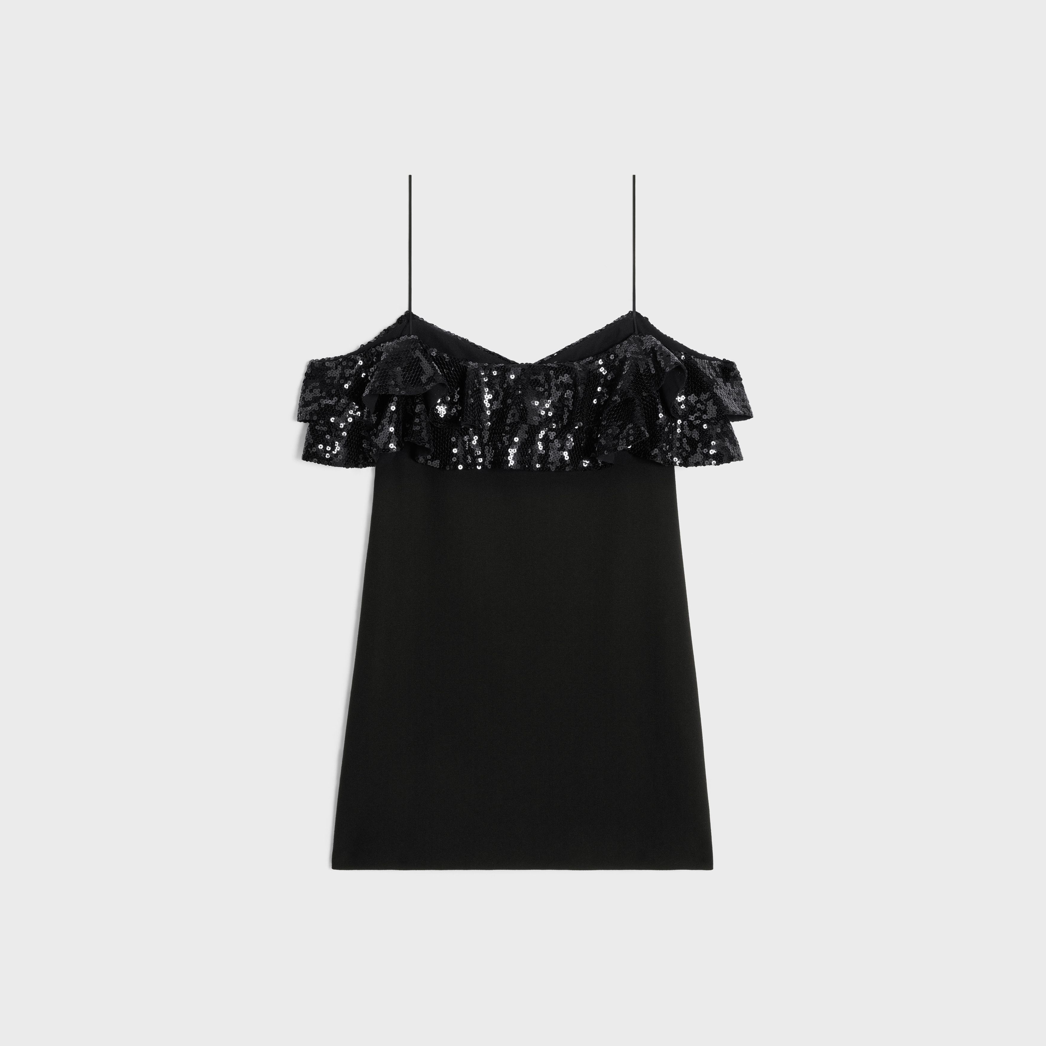 Celine o1w1db10925 2R04K844C Embroidered Mini Dress in Black Size M / US 6-8 / IT 42-44 - 2 Thumbnail