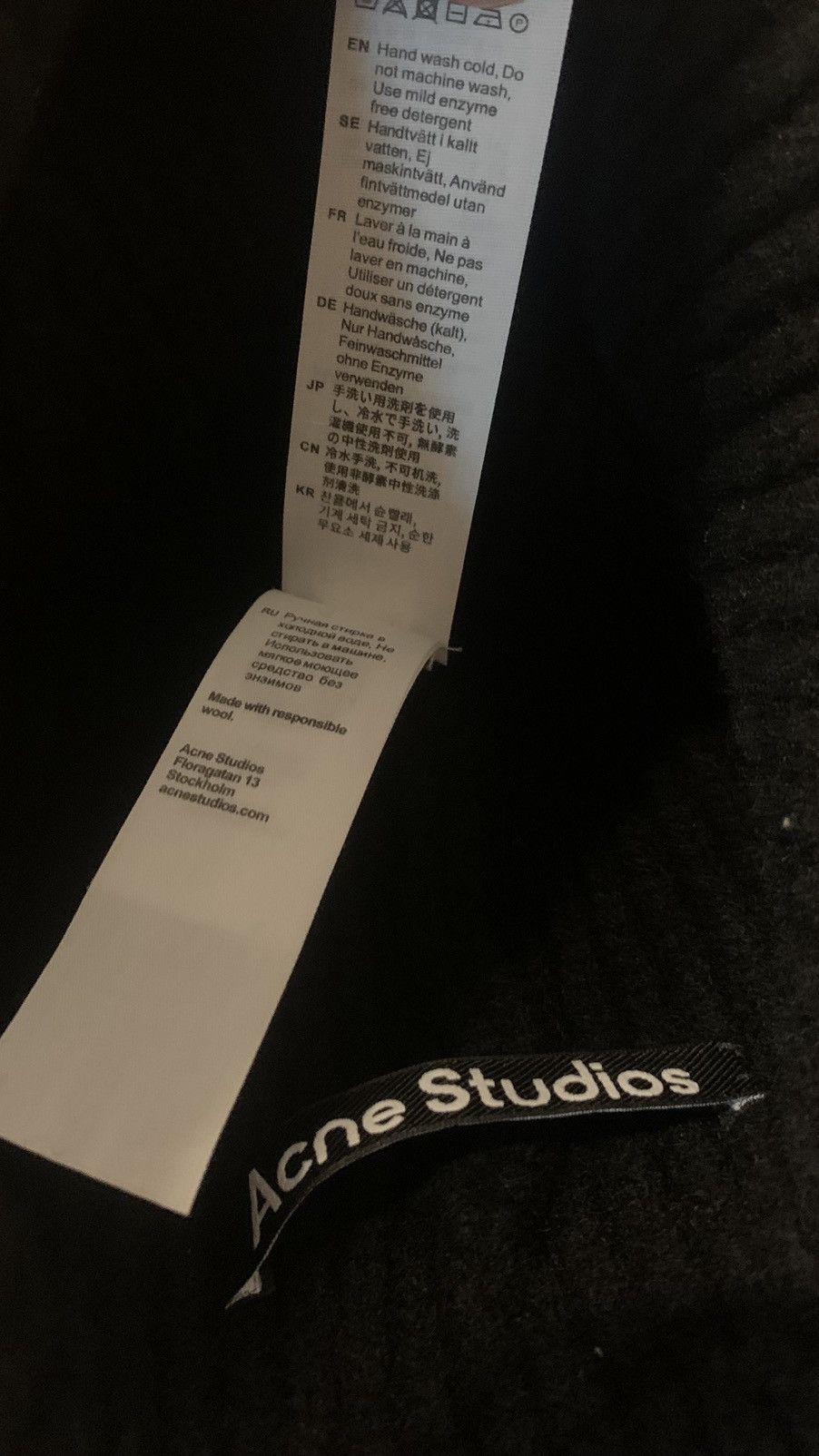 Acne Studios Black Large Face Logo Beanie Size ONE SIZE - 3 Thumbnail