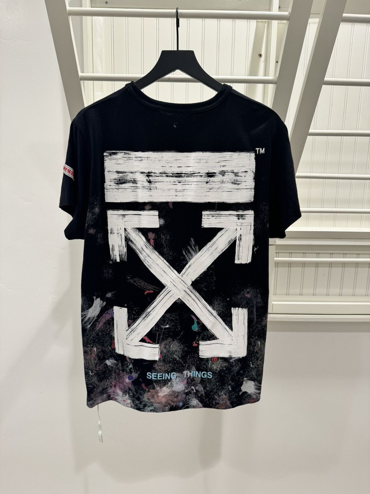 image of Off White Galaxy Brushed Arrows Tee in Black, Men's (Size Small)