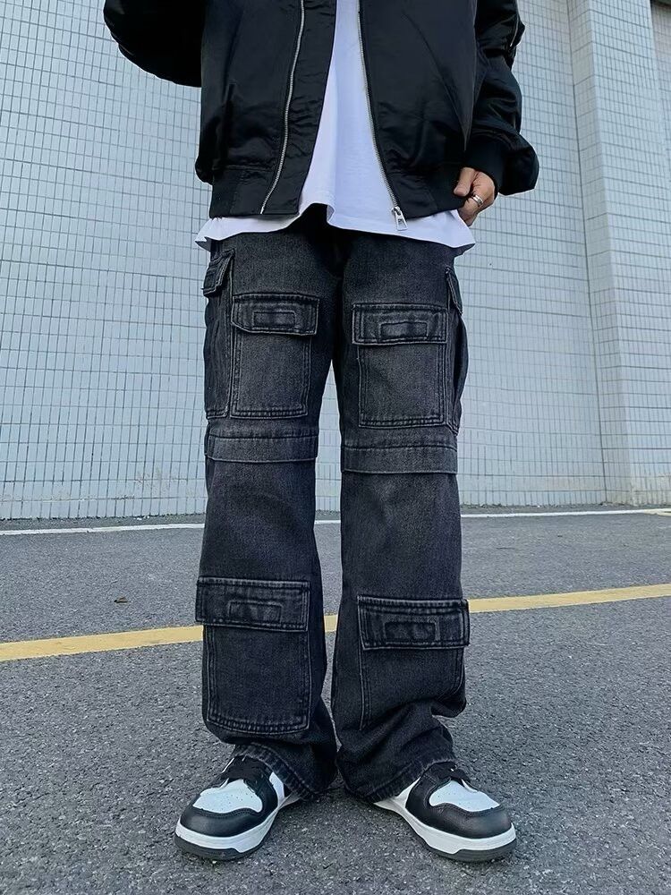 Japanese Brand × Jean Cyber Y2K Streetwear Baggy Wide Leg Jeans Size US 31 - 5 Thumbnail