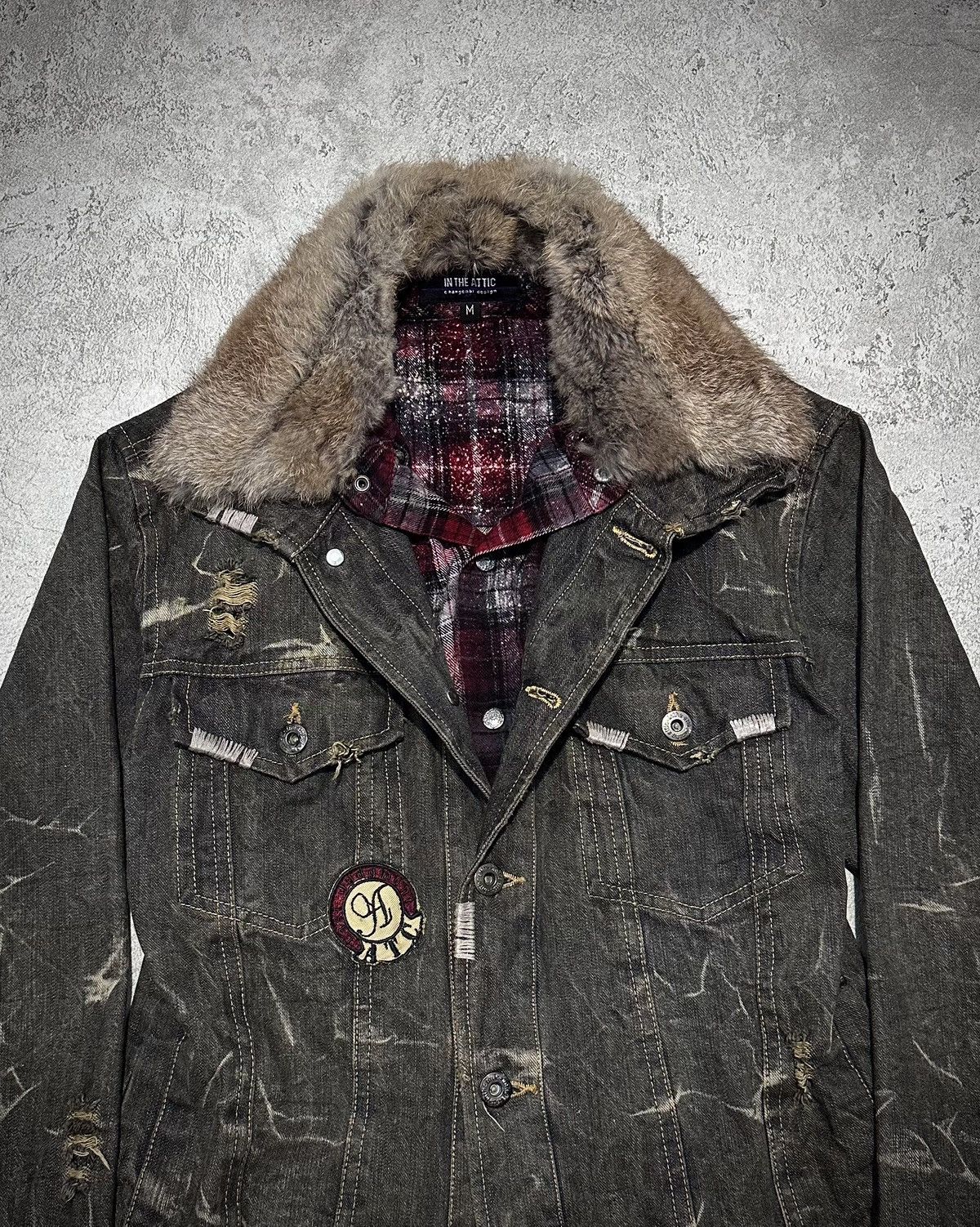Japanese Brand Vkei In The Attic Fur Collar Denim Jacket Kmrii Lgb Style Size US M / EU 48-50 / 2 - 2 Thumbnail