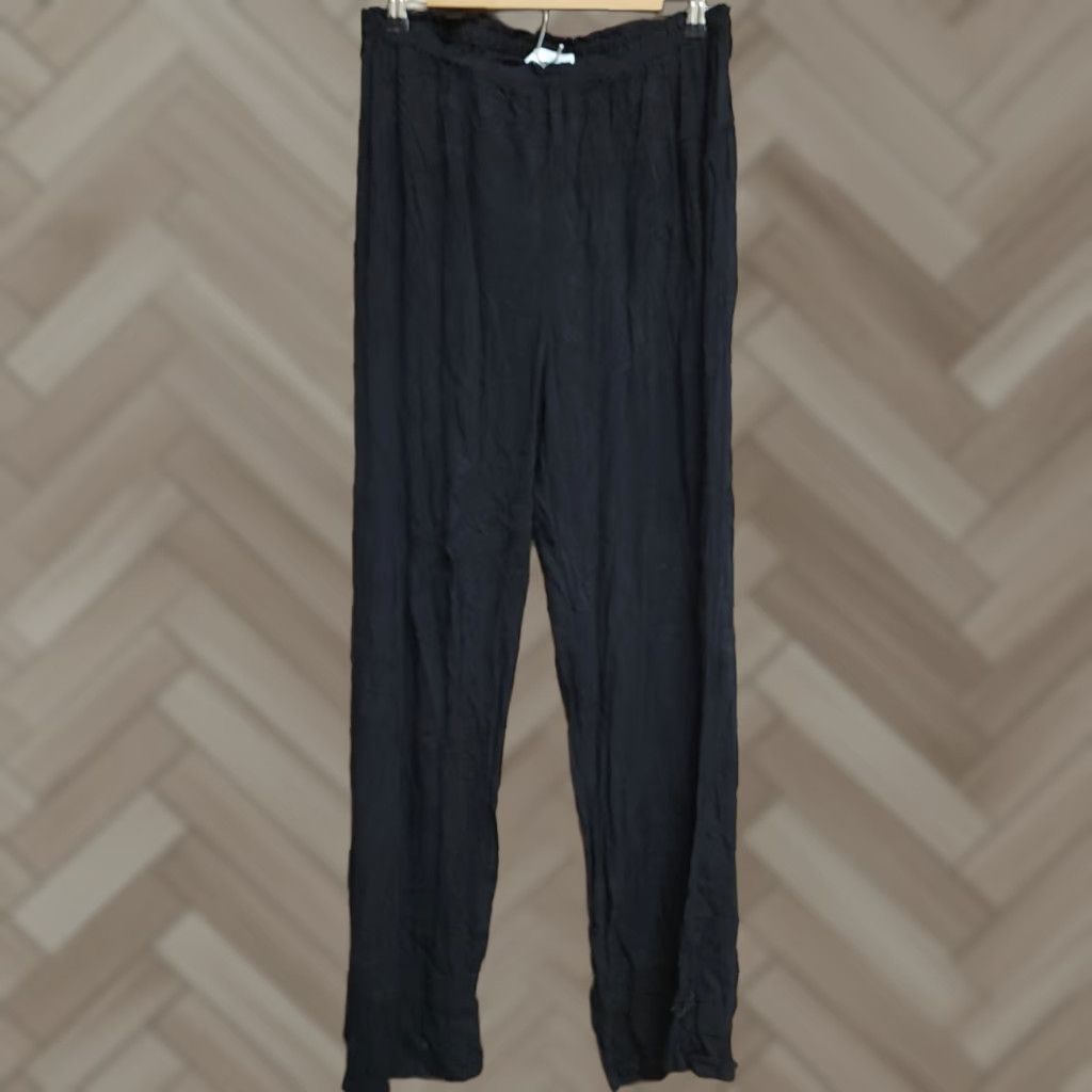 Asos ASOS Design Black Wide Leg Pants Viscose Womens 12 Pants Regular Black 12 ASOS Womens Wide-Leg Comfort Pockets Size 34" / US 12 / IT 48 - 1 Thumbnail