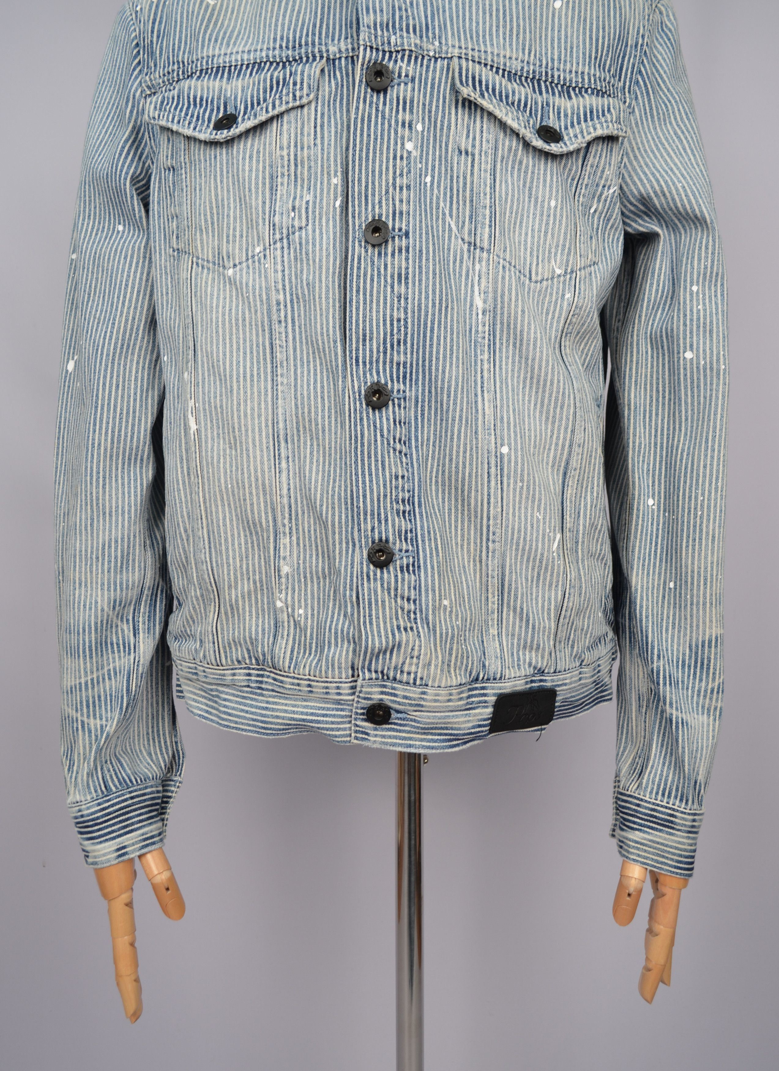 Designer × Prps PRPS Hickory Paint-Splattered Stripe Denim Jacket Sz M RARE Size US M / EU 48-50 / 2 - 6 Thumbnail