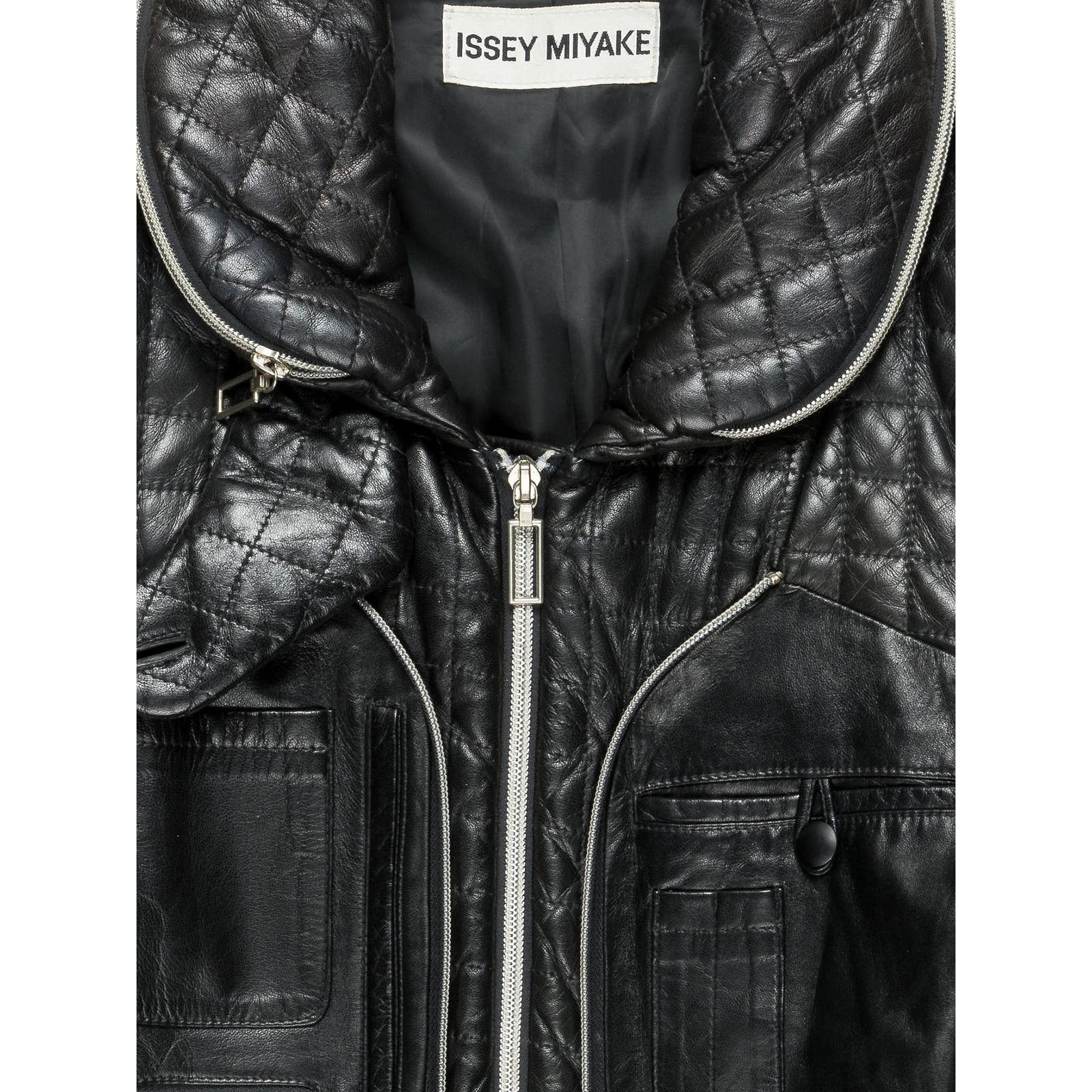Issey Miyake 1991 Quilted Leather Zip Jacket Size US S / EU 44-46 / 1 - 2 Thumbnail
