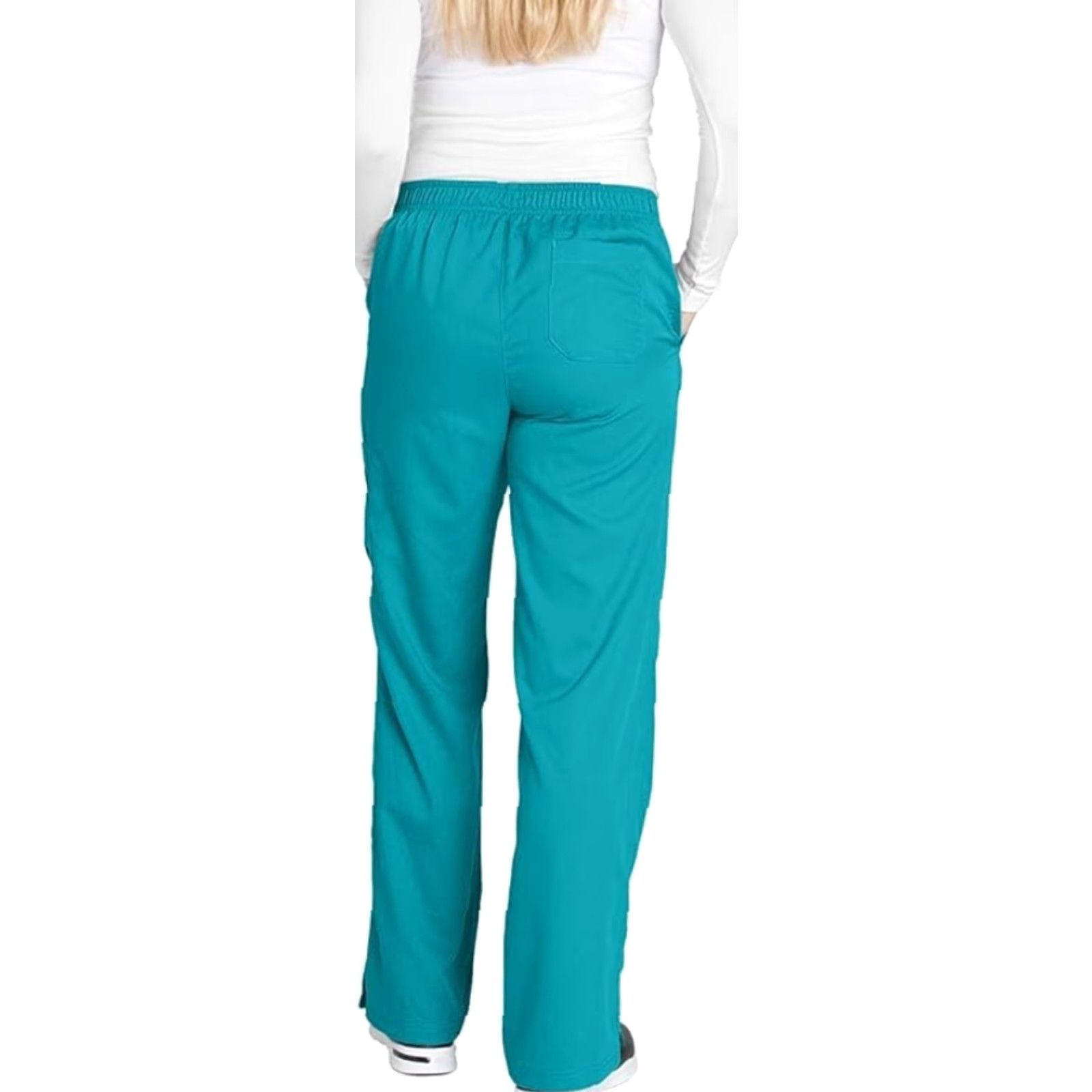 Vintage VINTAGE Grey's Anatomy Women's Scrub Pants XL Tall Teal 4-Pocket Elastic Back Size 40" / US 18 - 2 Thumbnail