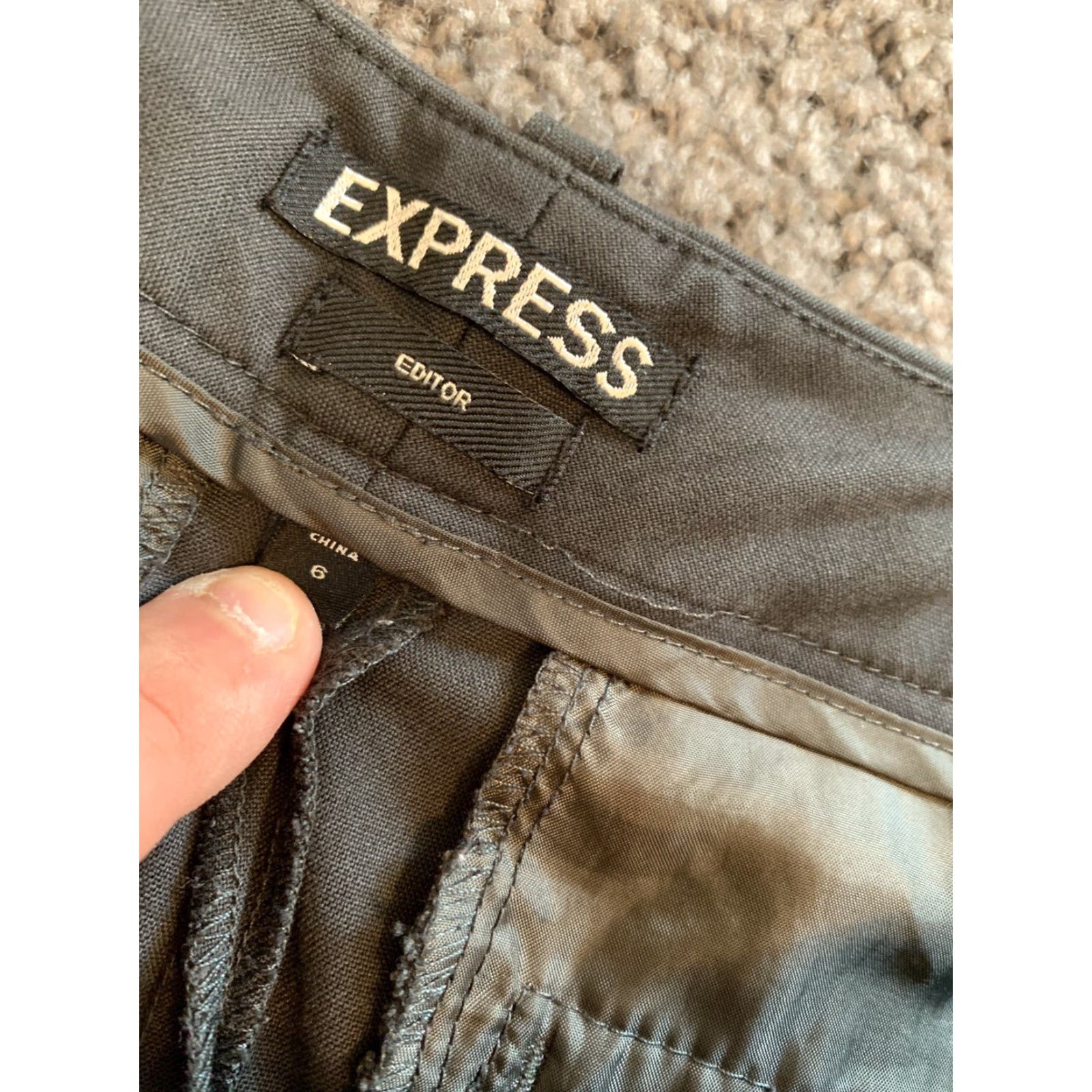 Vintage Express Design Studio Editor Pants Womens 6 Tall Black Bootcut Flat Front Zip Polyester Blend Designer Workwear Size 28" / US 6 / IT 42 - 2 Thumbnail